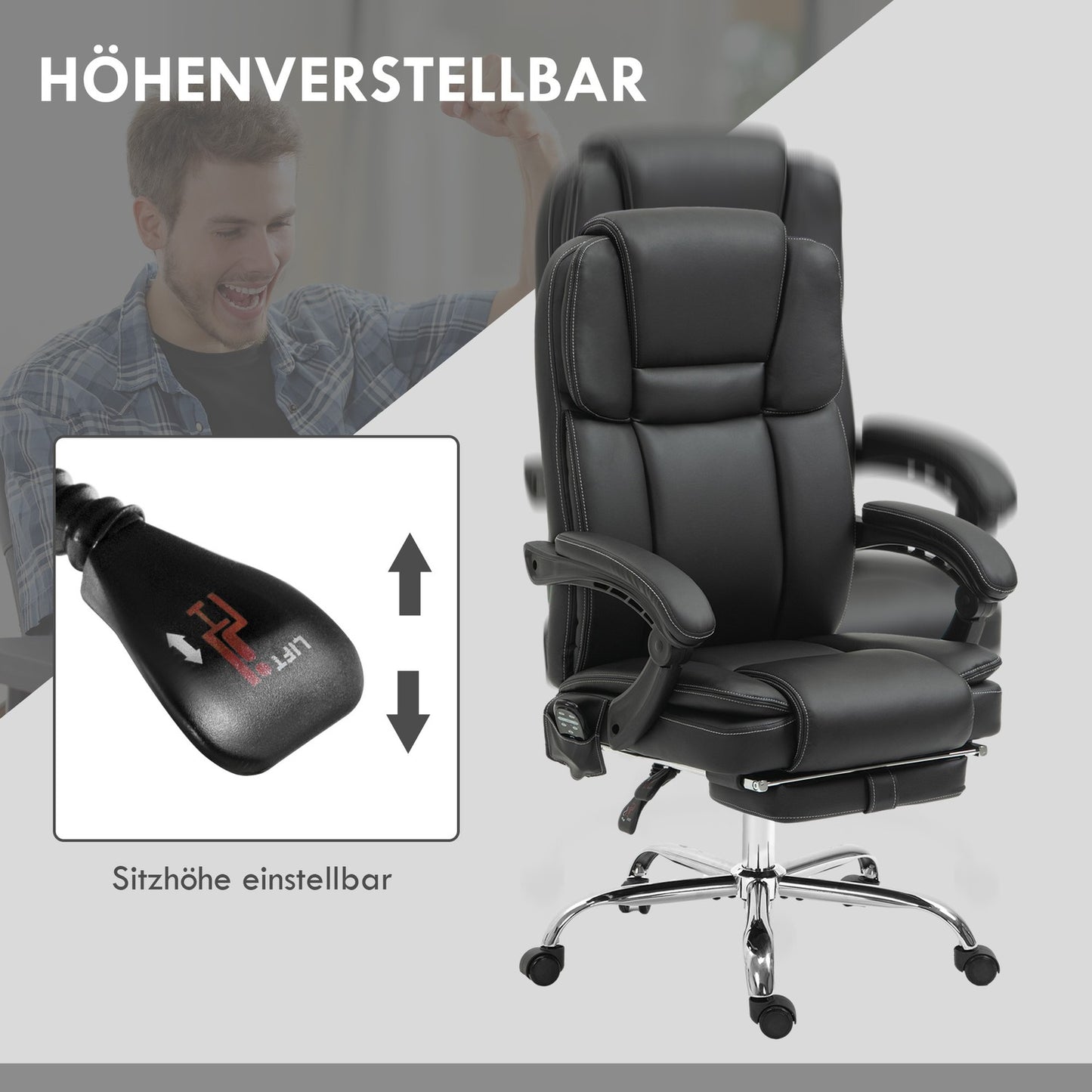 Ergonomic office chair with vibration massage & heating
