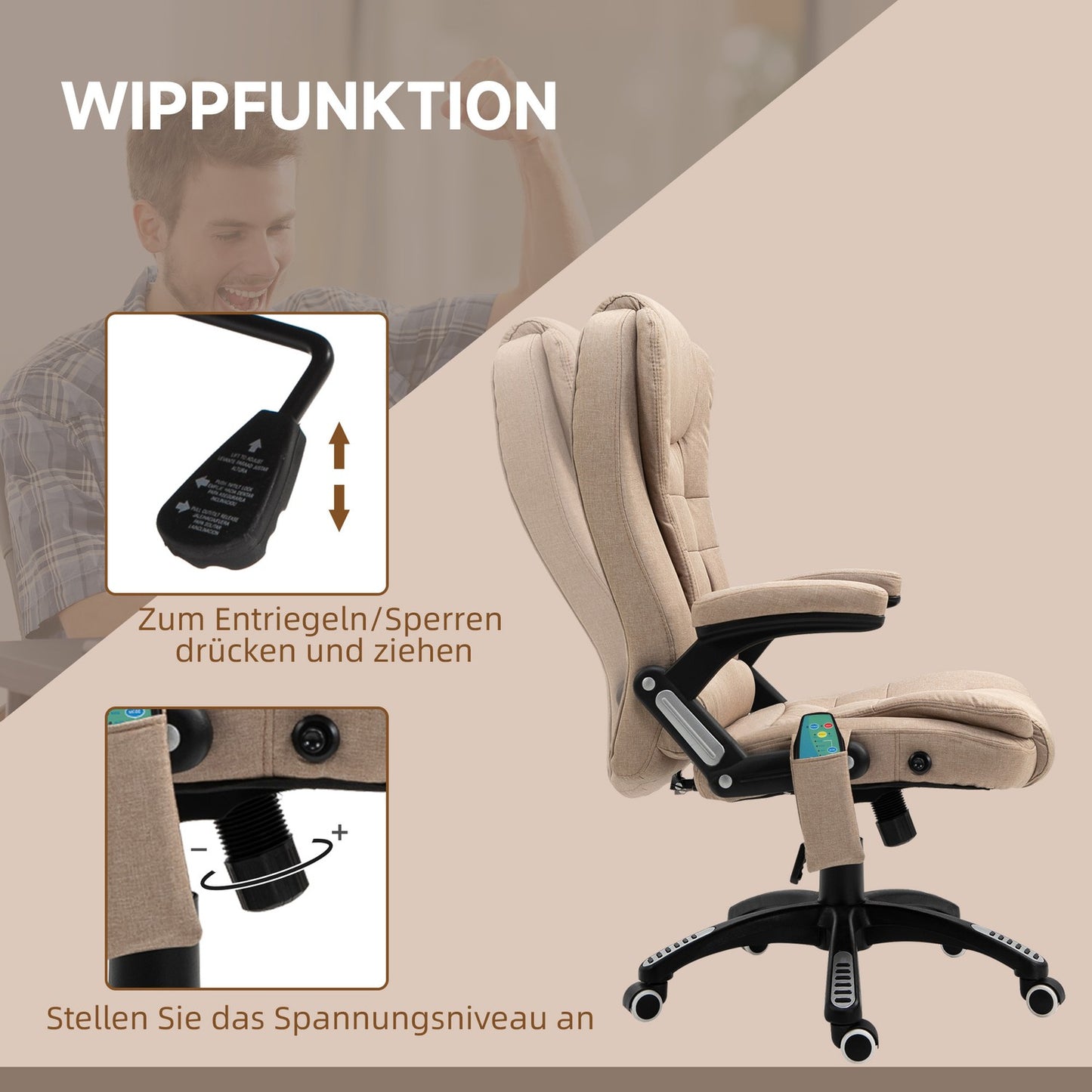 Ergonomic office chair with massage, heat and rest