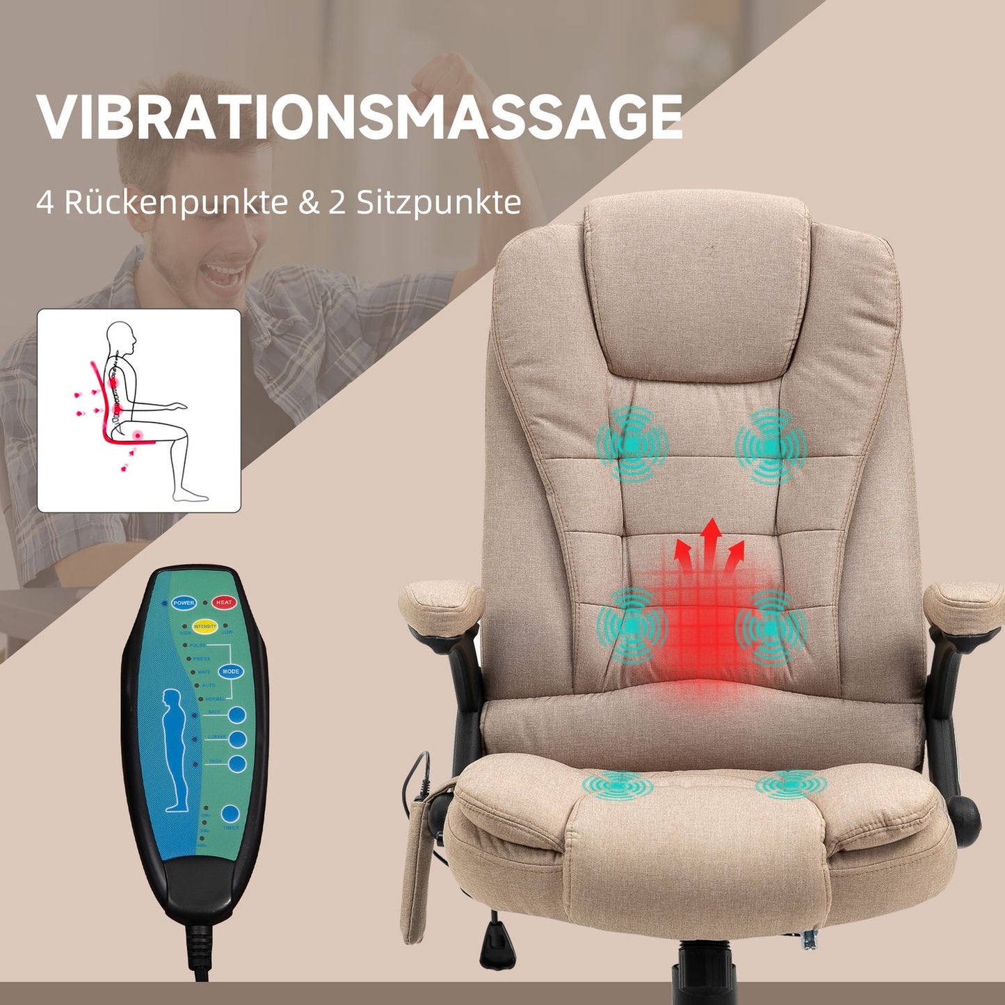 Ergonomic office chair with massage, heat and rest