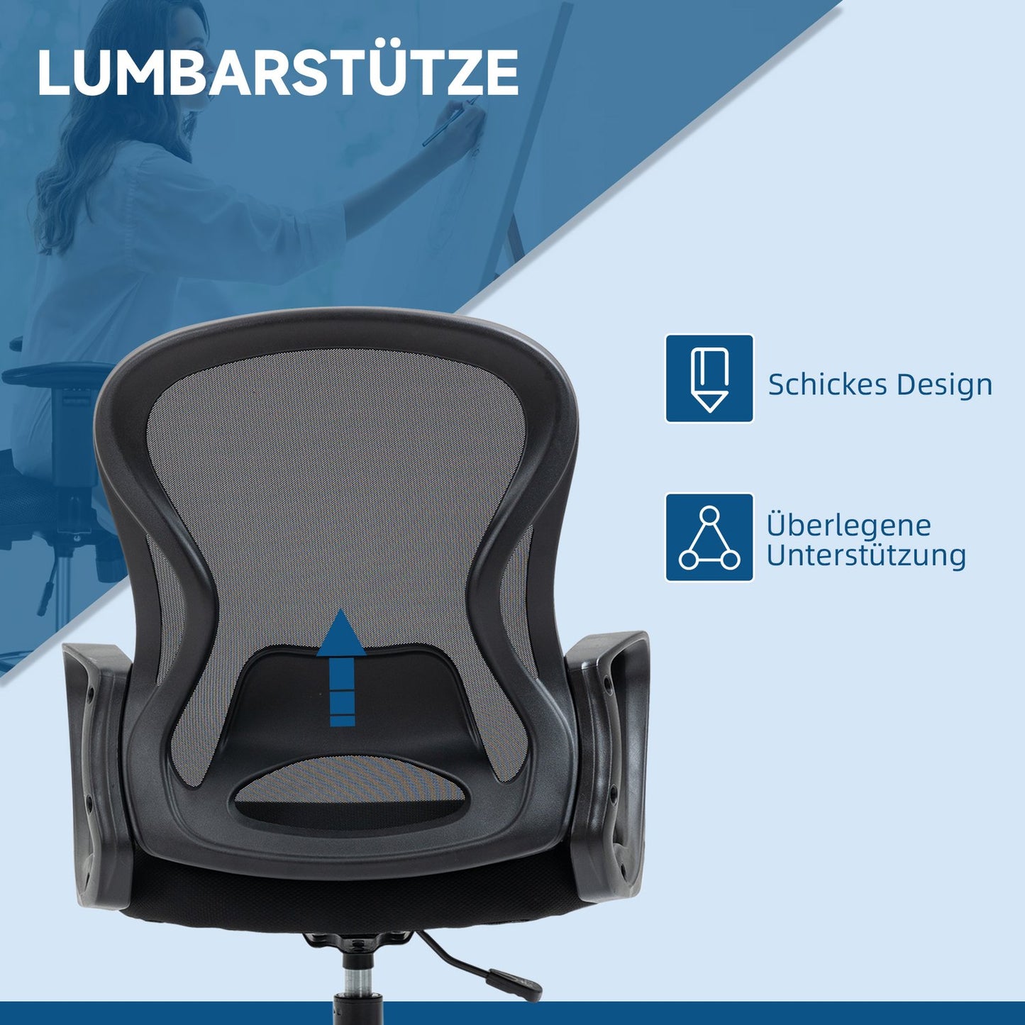 Ergonomic adjustable office chair - black, supports 120 kg