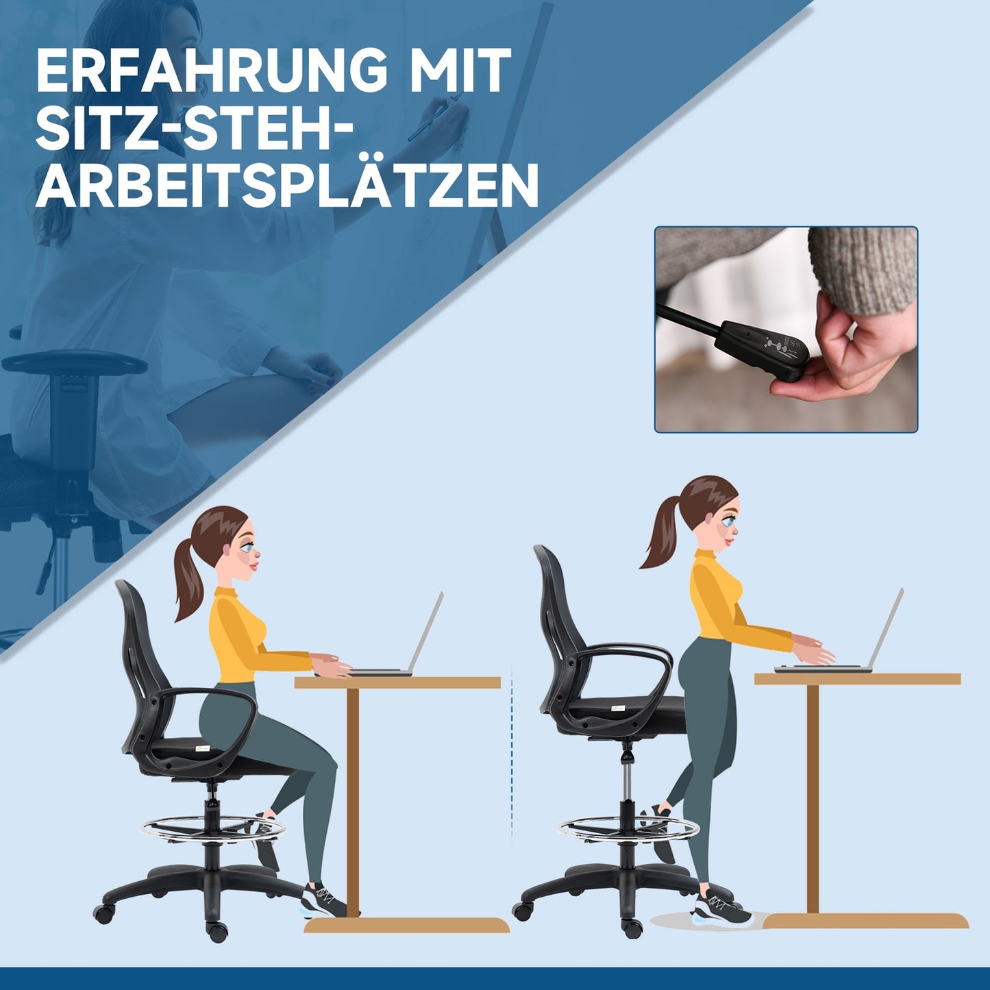 Ergonomic adjustable office chair - black, supports 120 kg