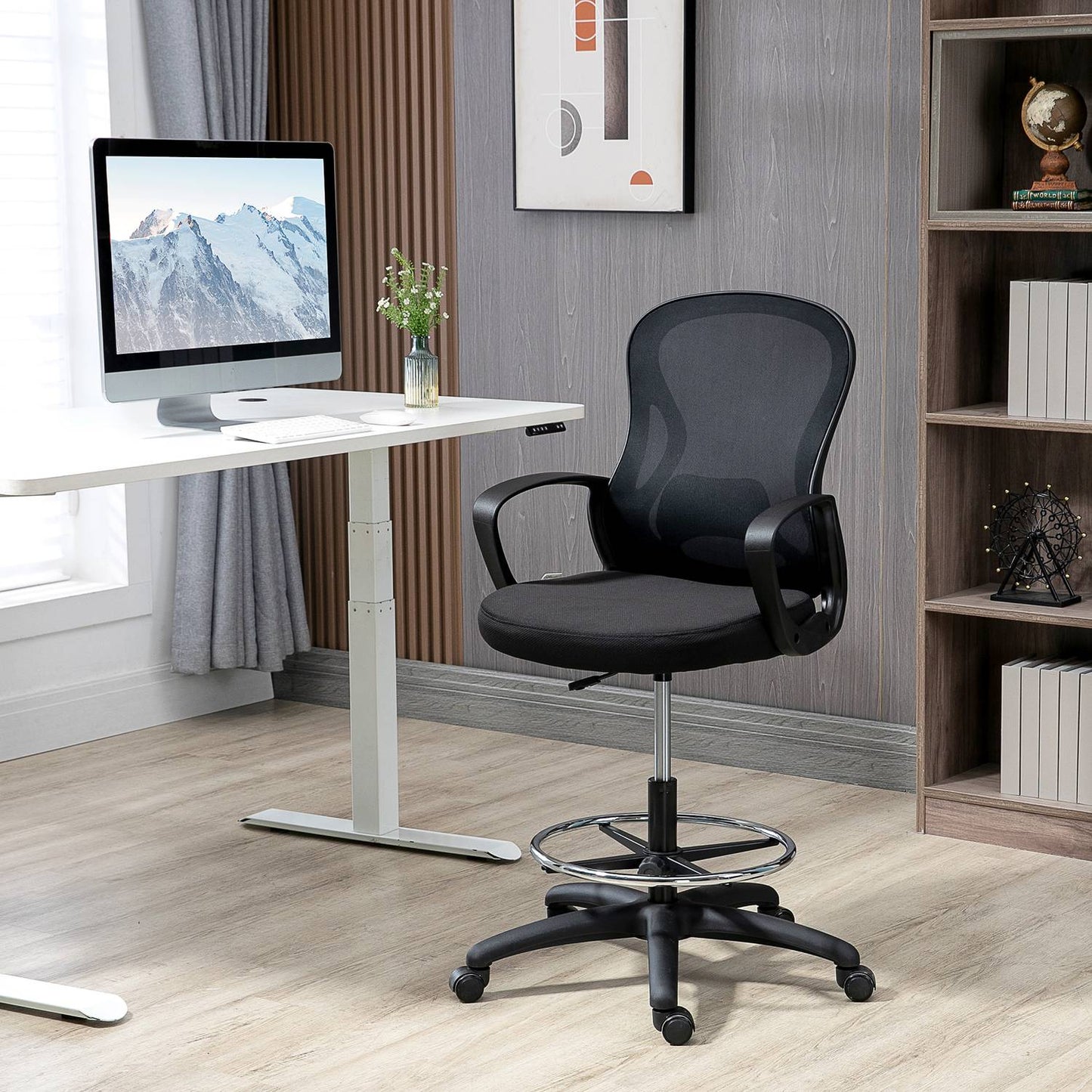 Ergonomic adjustable office chair - black, supports 120 kg