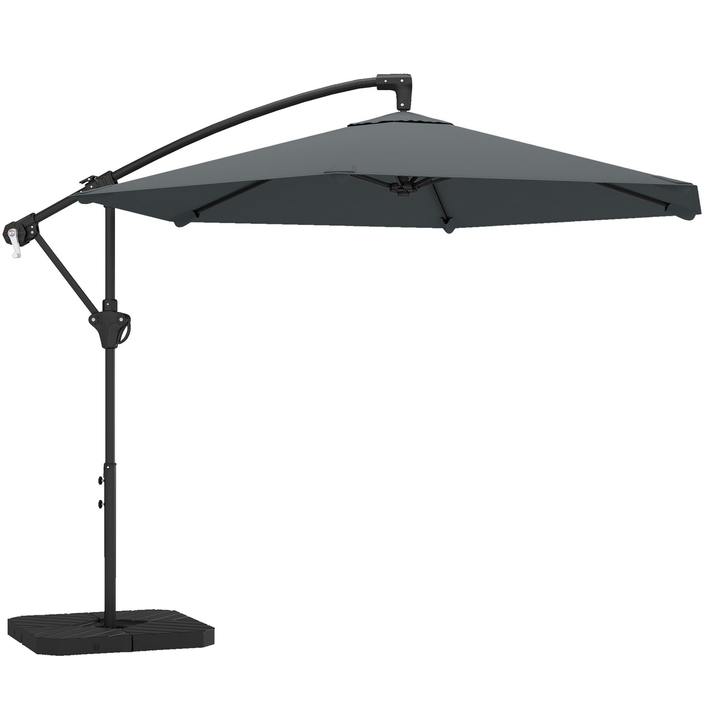 Offset Patio Umbrella, 3m, Dark Grey, UPF 30+ Protection