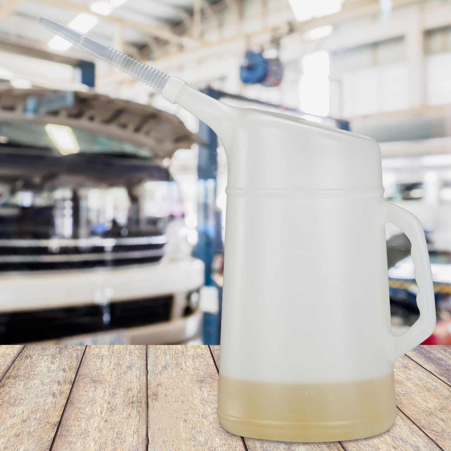 Oil jug with filler neck