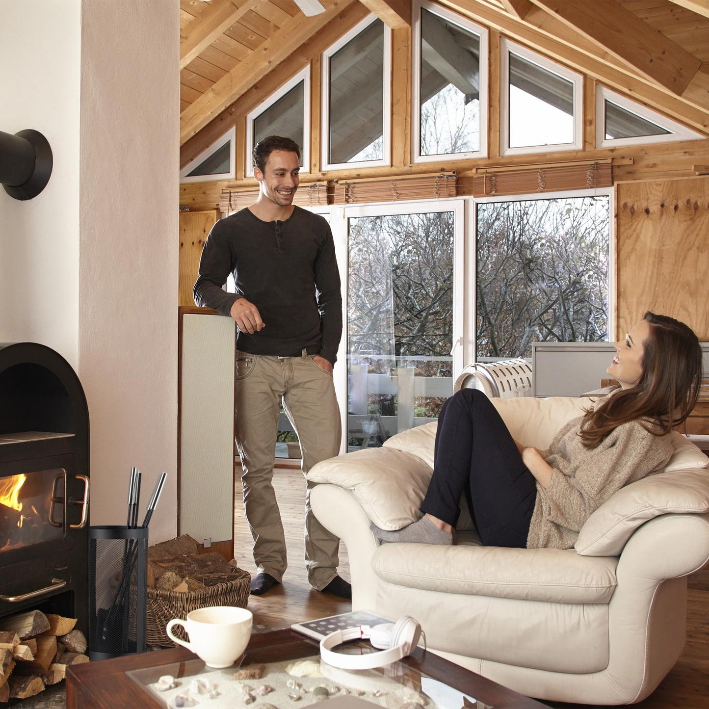 Old-fashioned fireplace in 5 parts