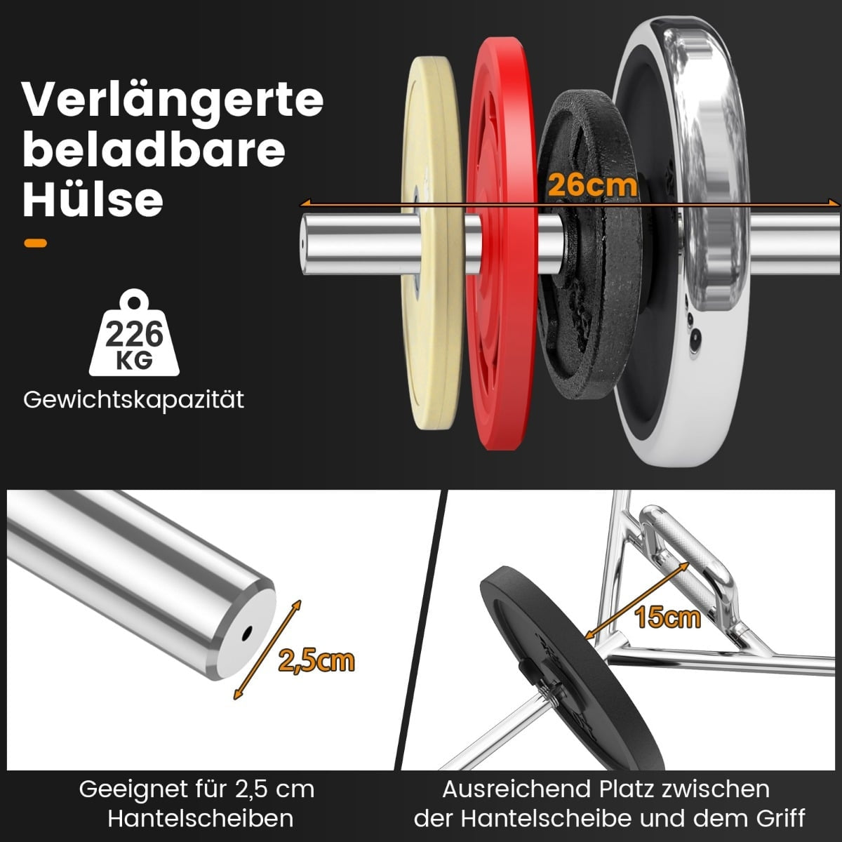 Olympic Hex Trap Bar, 226kg Capacity, Foldable Handles