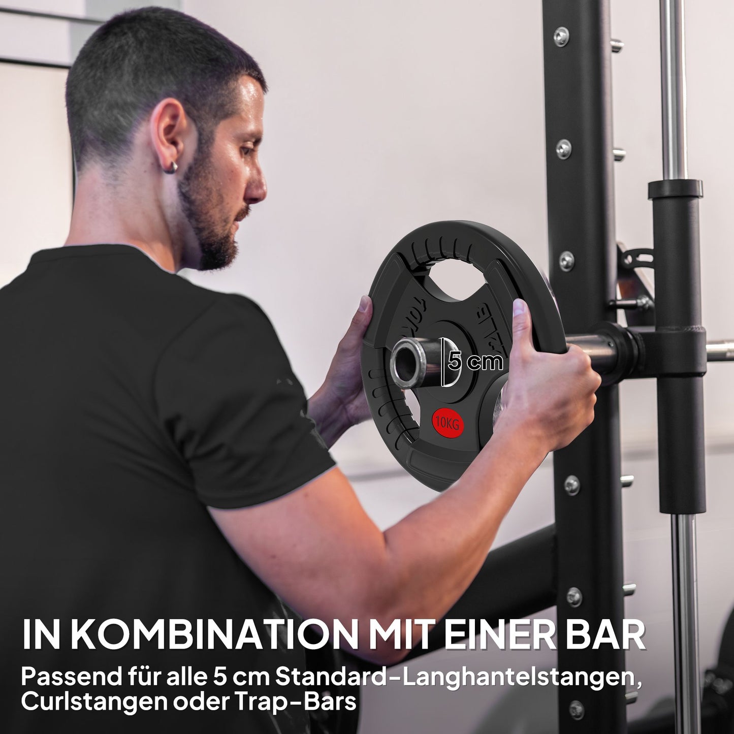 Olympic Weight Plates Set, 2 x 10 kg, 5 cm Hole, Black