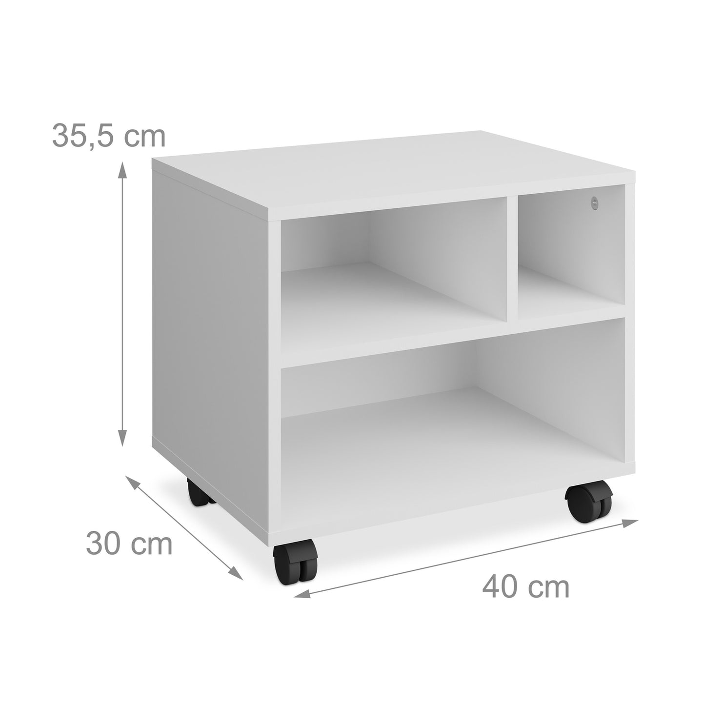 Open roll container with 3 compartments