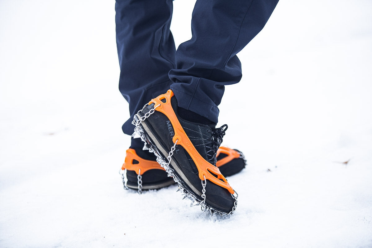 Orange Crampons, XL Size, Non-Slip Ice Grips