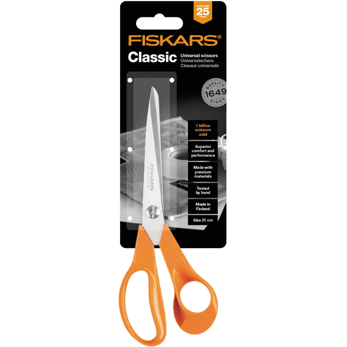 Orange Handle Scissors, 21 cm, Stainless Steel