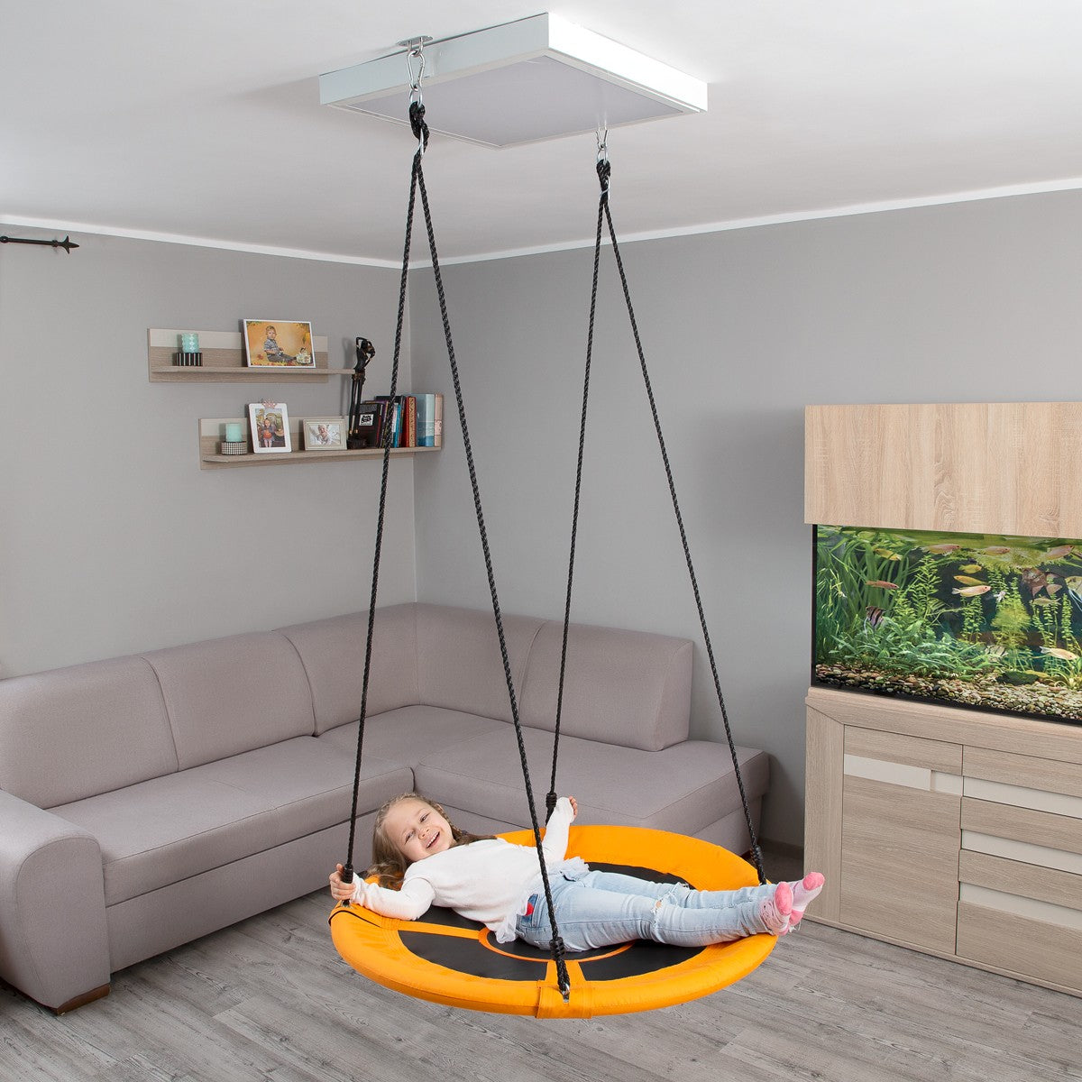 Orange Saucer Swing, Durable Outdoor Fun