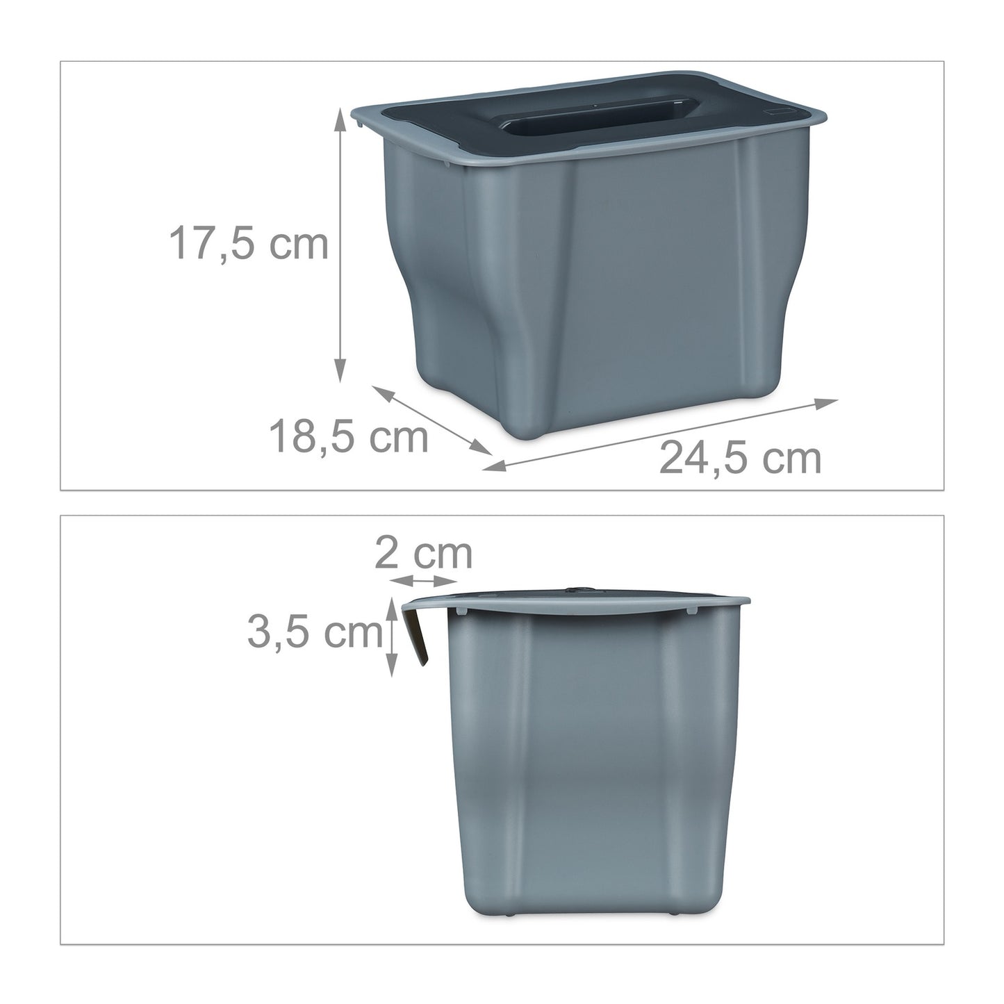 Organic waste bin kitchen 5 l grey