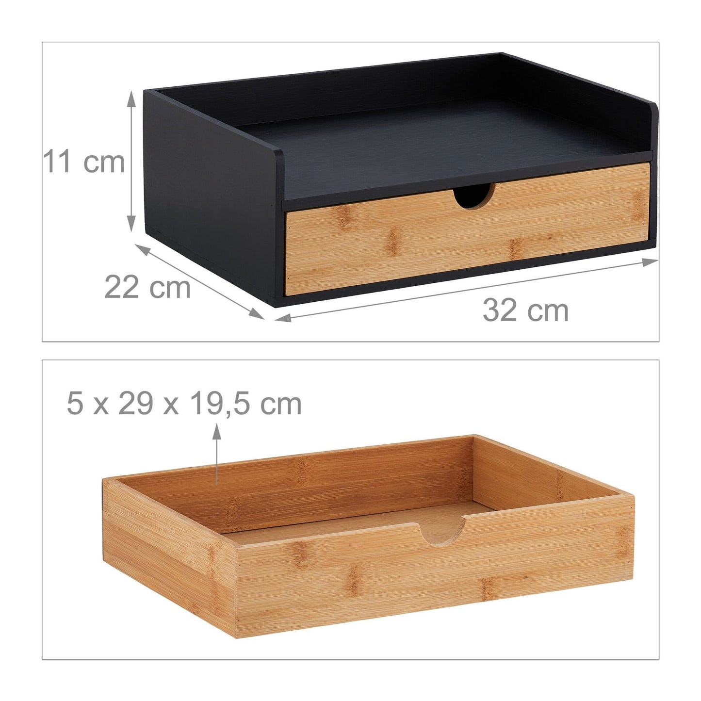 Organization box for desks in bamboo