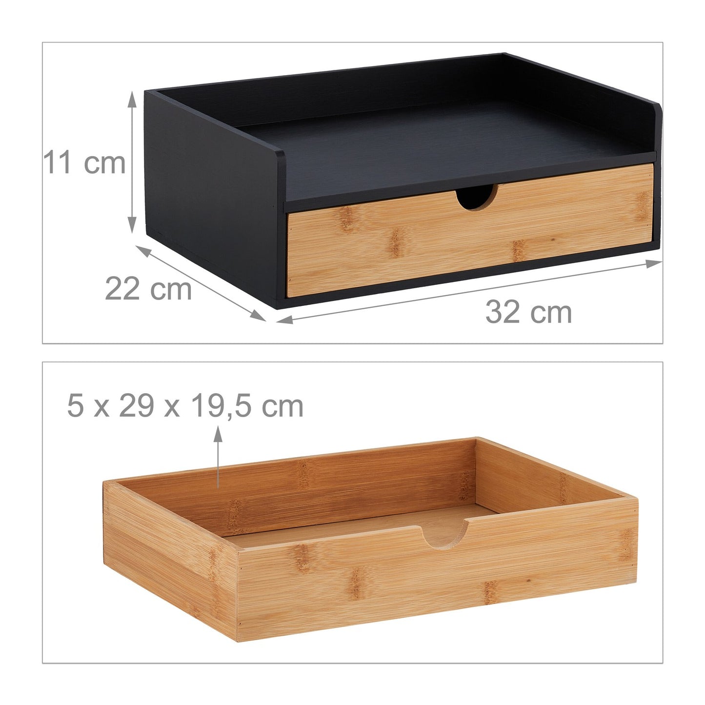 Organization box for desks in bamboo