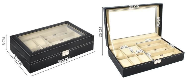 Organizer for watches and glasses, black