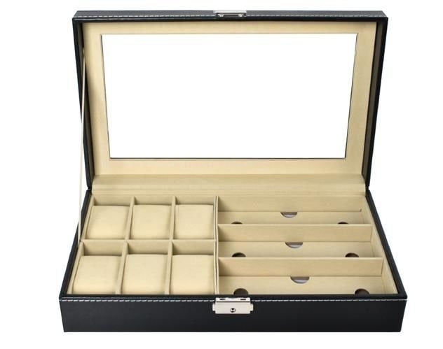 Organizer for watches and glasses, black