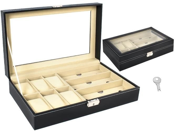 Organizer for watches and glasses, black