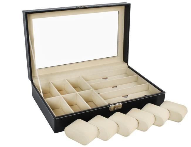 Organizer for watches and glasses, black