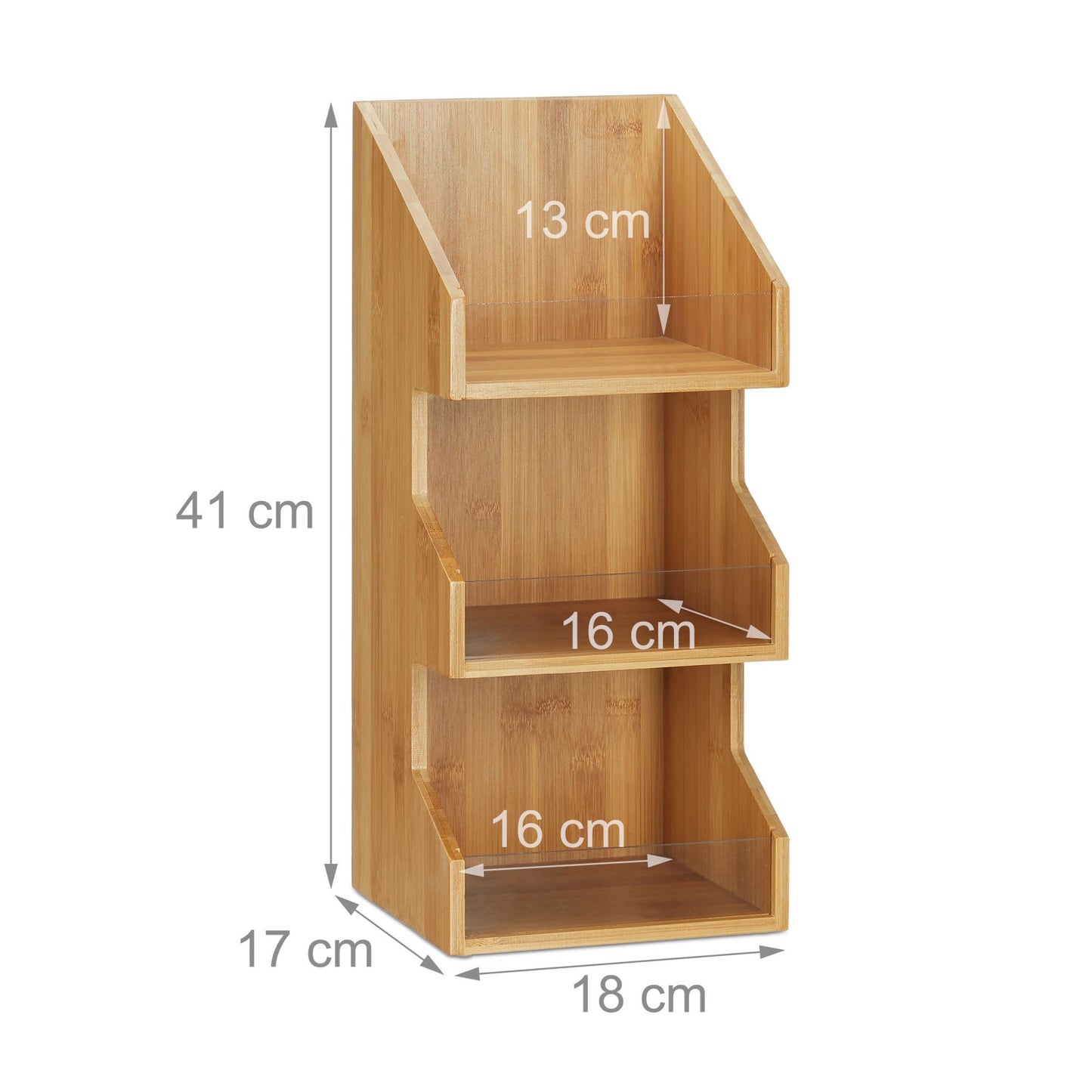 Organizer in bamboo with 3 levels