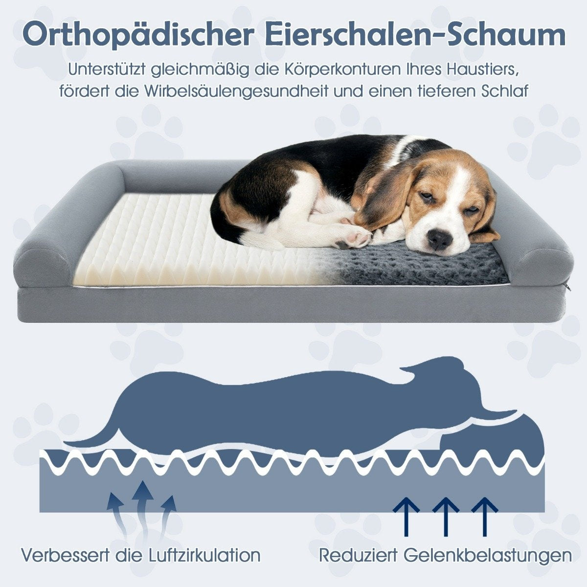 Orthopedic Dog Bed XL, Grey – Joint Support, Non-Slip