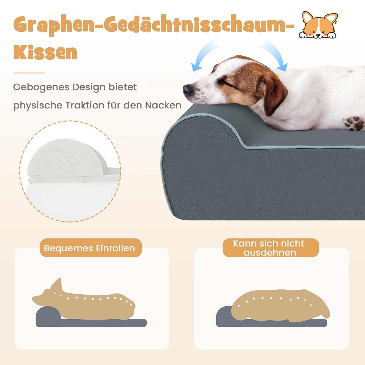Orthopedic Dog Bed for Large Dogs, Memory Foam, Gray