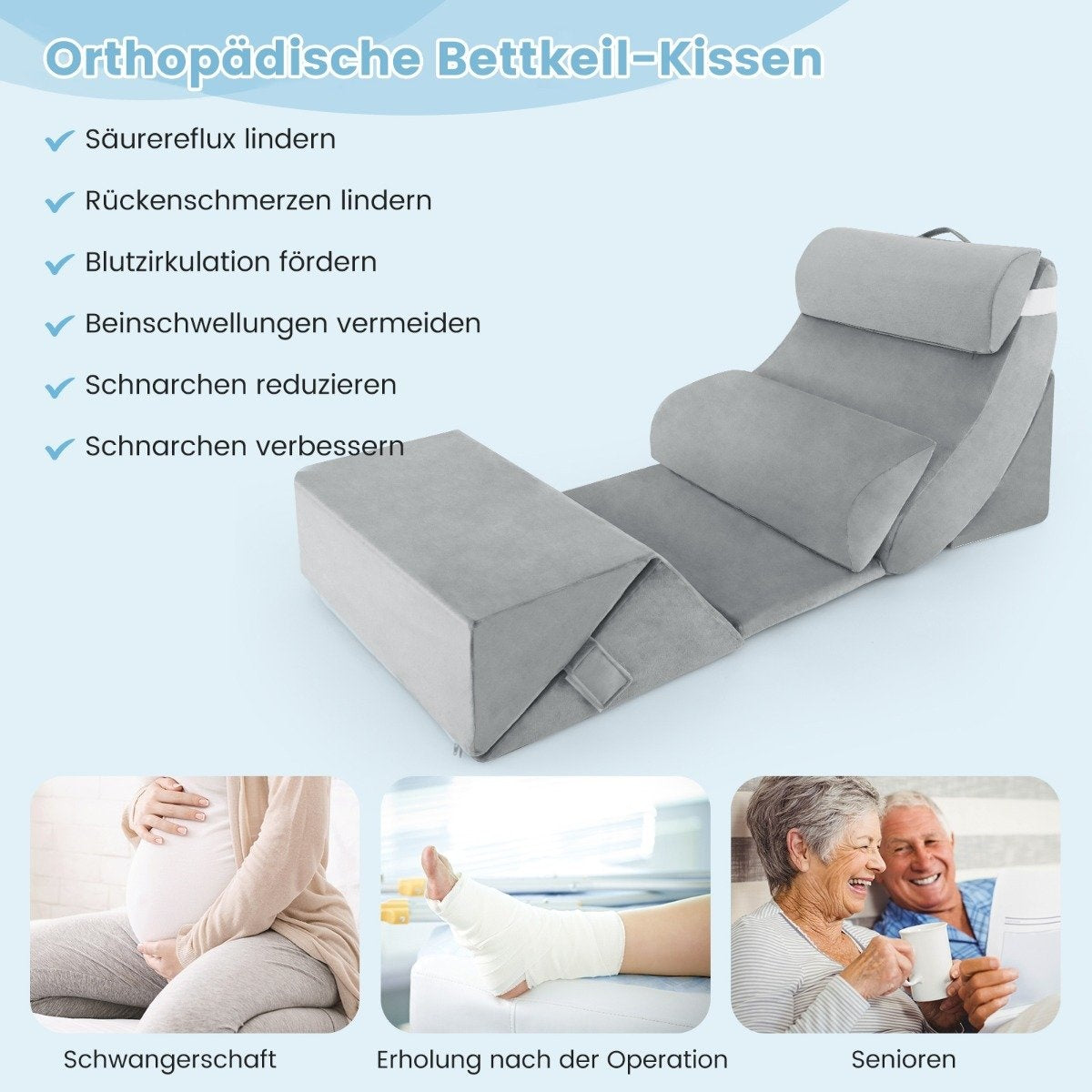 Orthopedic Wedge Pillow Set, 7-Piece, Washable Cover