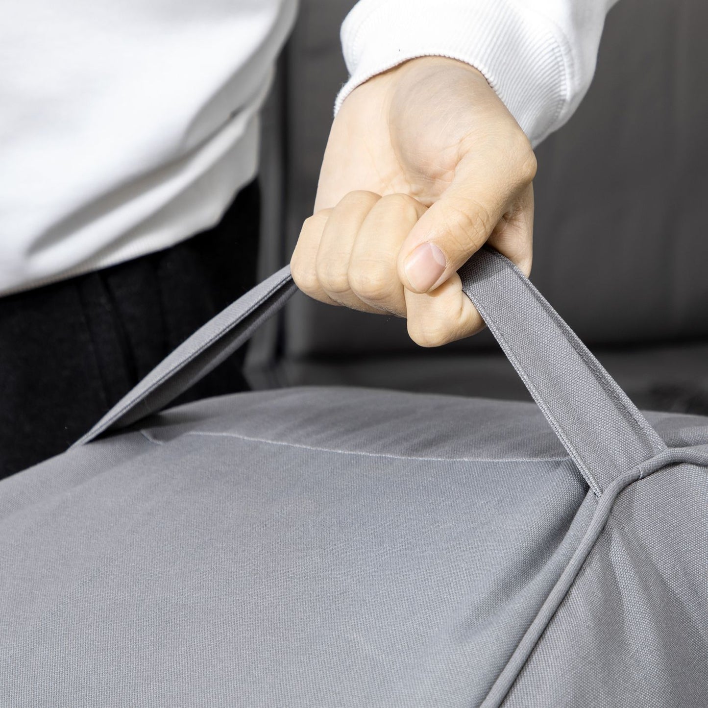 Inflatable Ottoman footstool, dark grey, 150 kg capacity