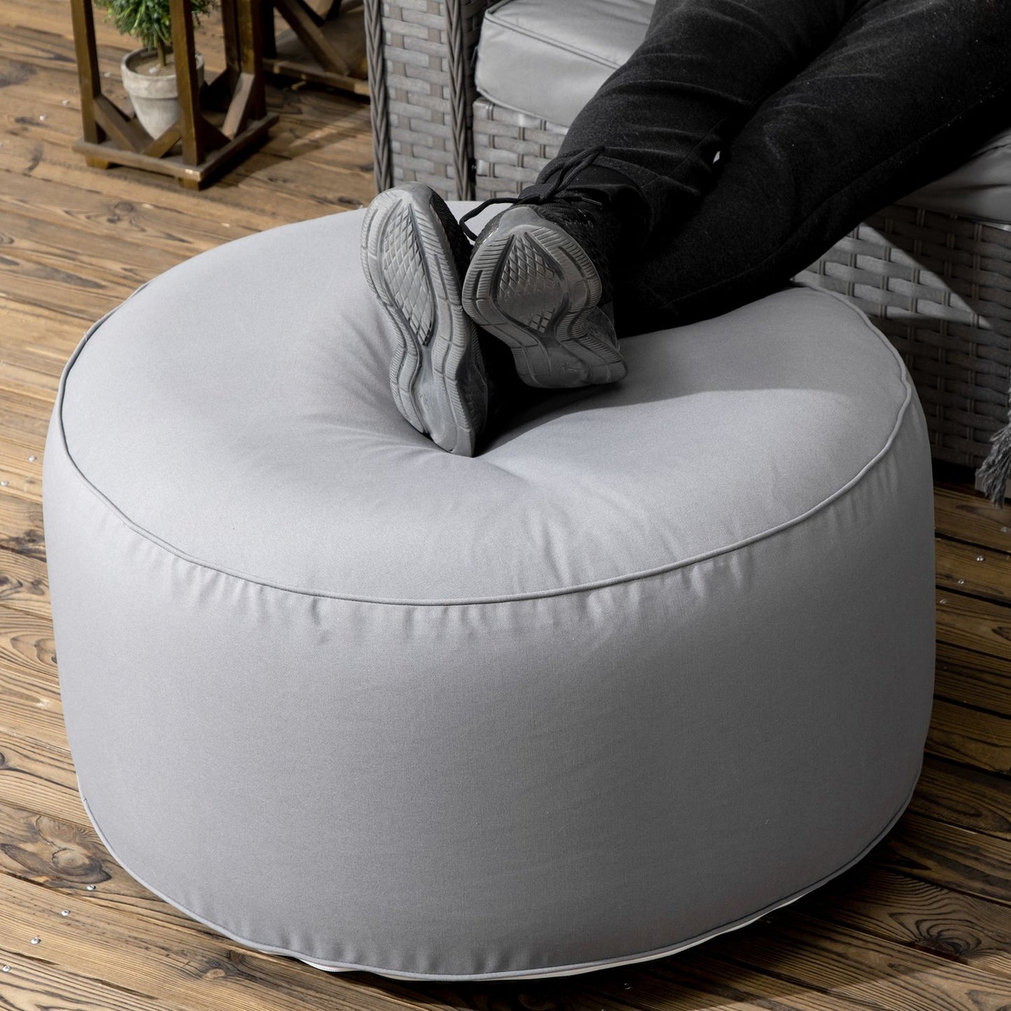 Inflatable Ottoman footstool, dark grey, 150 kg capacity
