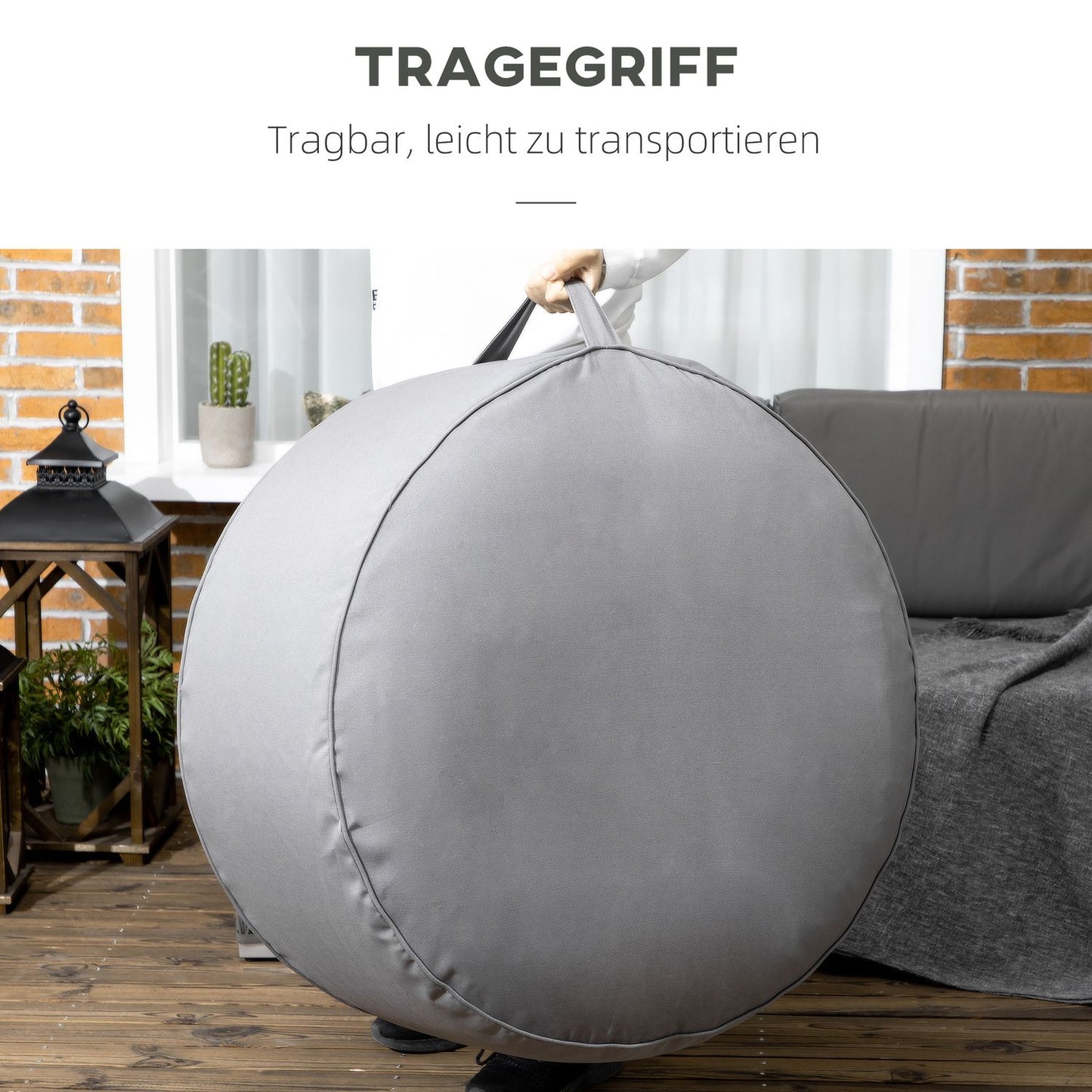 Inflatable Ottoman footstool, dark grey, 150 kg capacity