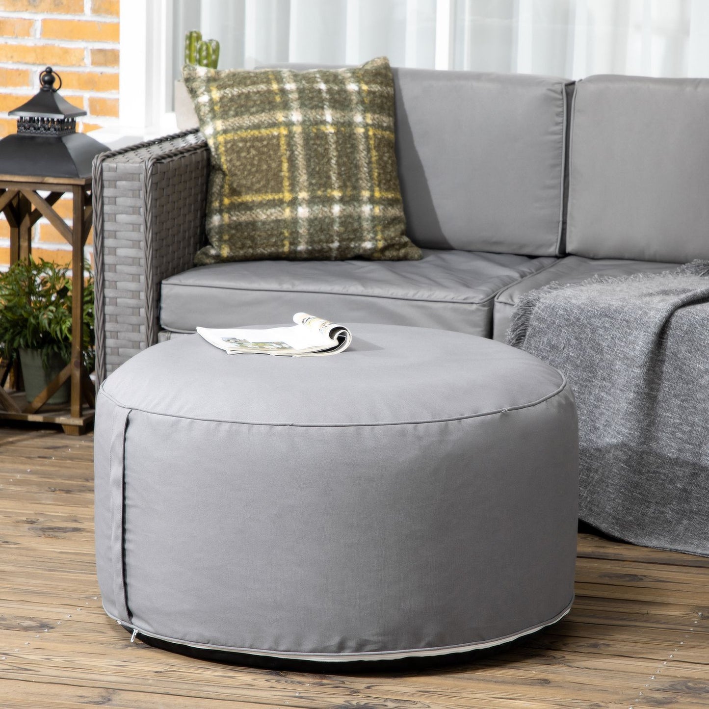 Inflatable Ottoman footstool, dark grey, 150 kg capacity
