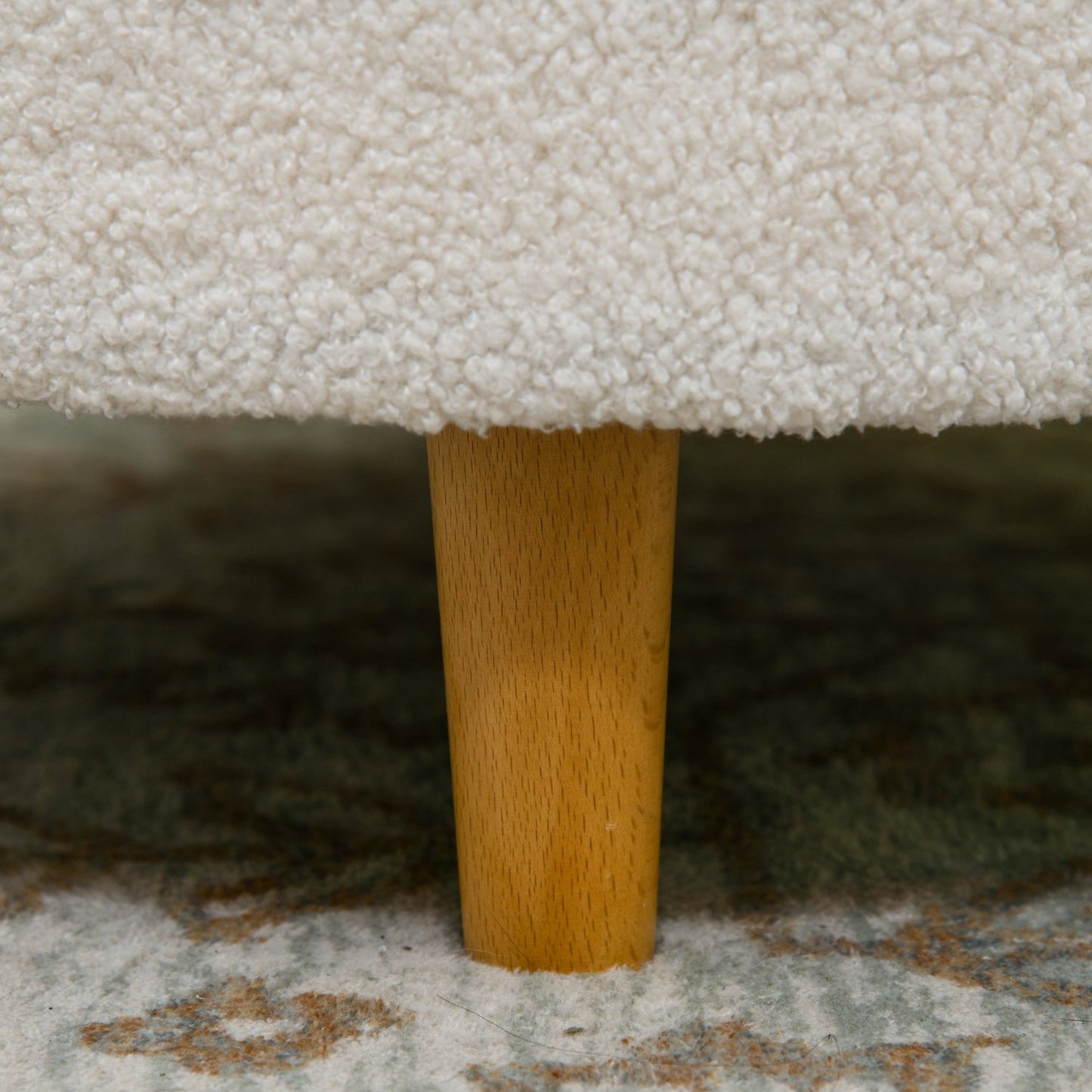 Round ottoman stool with storage, folding lid, white