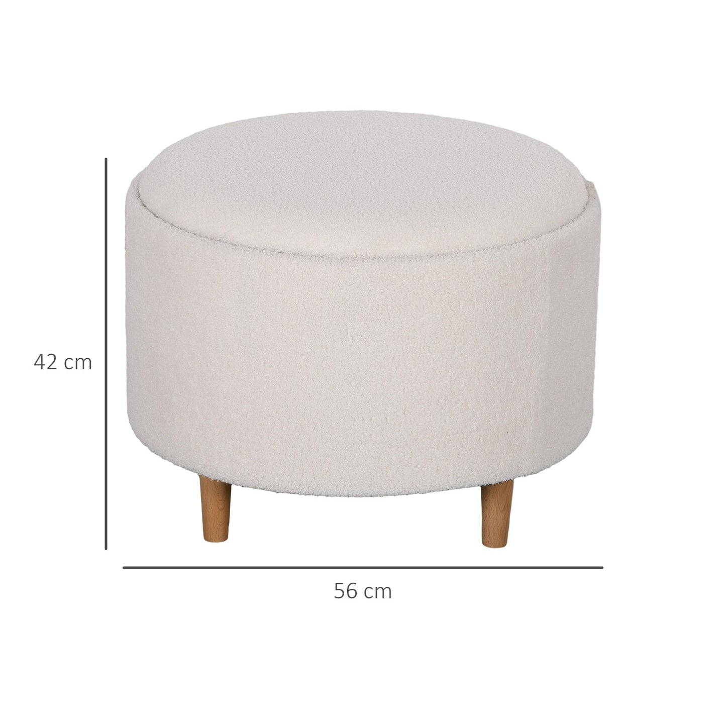 Round ottoman stool with storage, folding lid, white