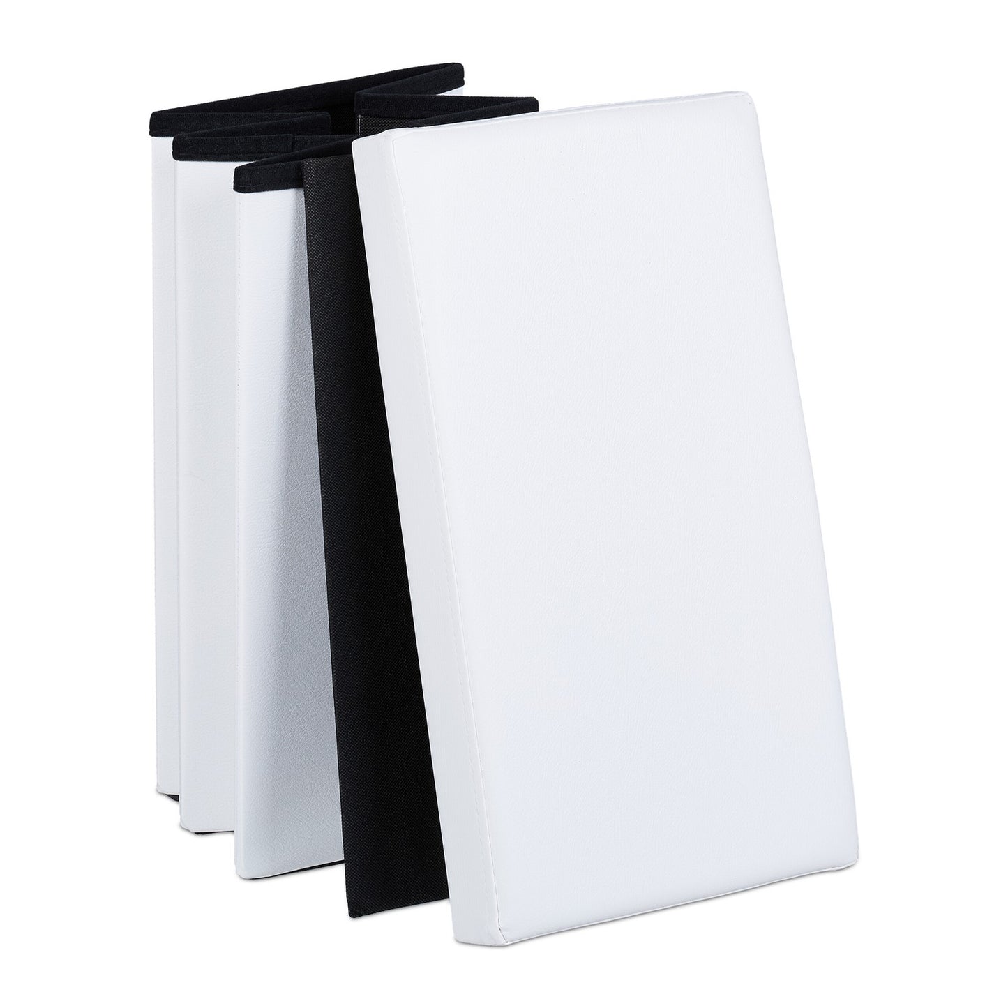 Ottoman in white artificial leather