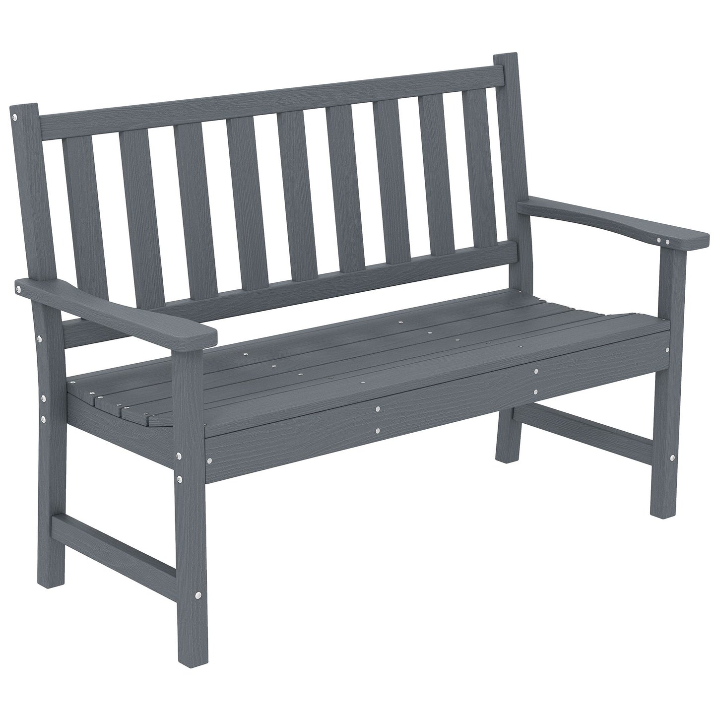 Outdoor 2-Seater Garden Bench, Weatherproof HDPE, Grey