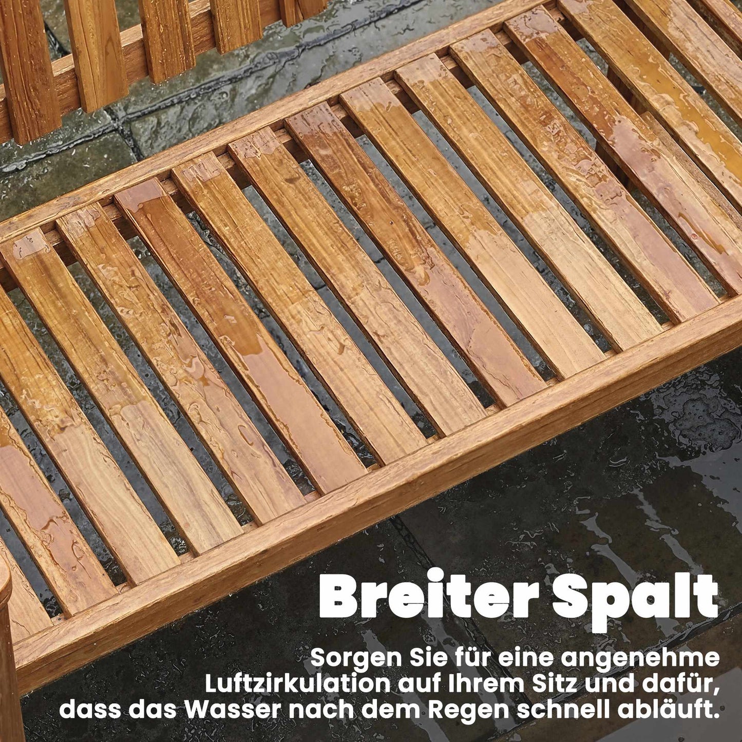 Outdoor 2-Seater Wooden Garden Bench, Acacia, 320 kg Capacity