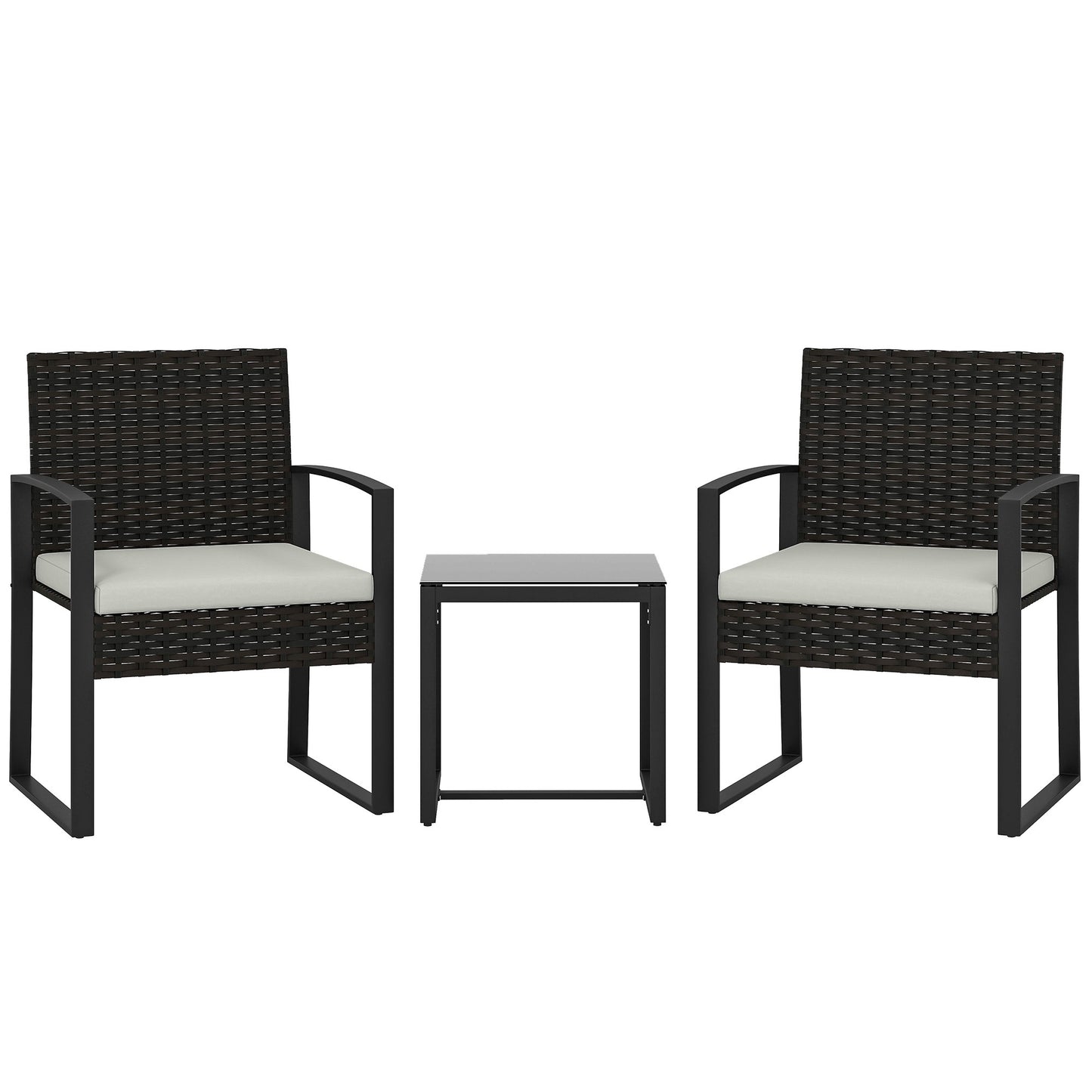 Outdoor Balcony Furniture Set, Rattan, Cushioned, 3-Piece