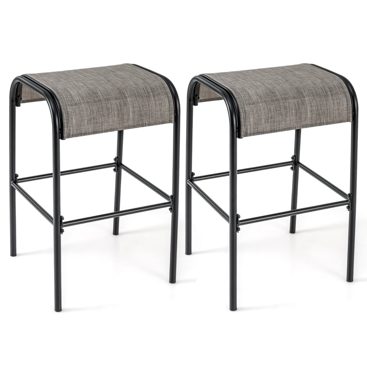 Outdoor Bar Stools, Set of 2, 76cm, Metal Frame, 180kg Capacity
