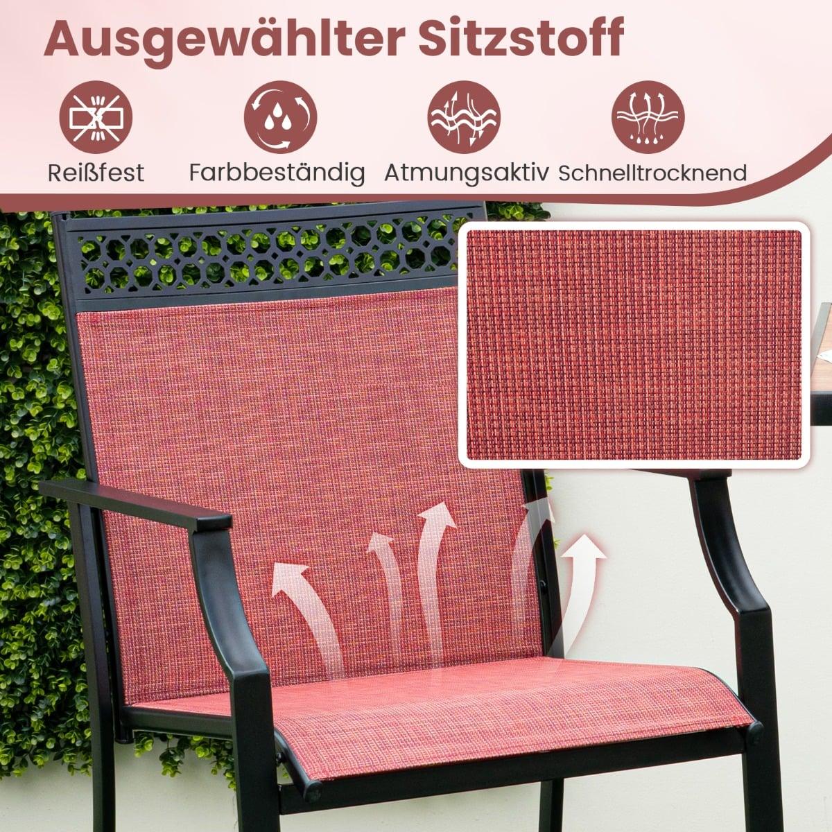 Outdoor Bar Stools Set of 2, Quick-Dry Fabric, Red