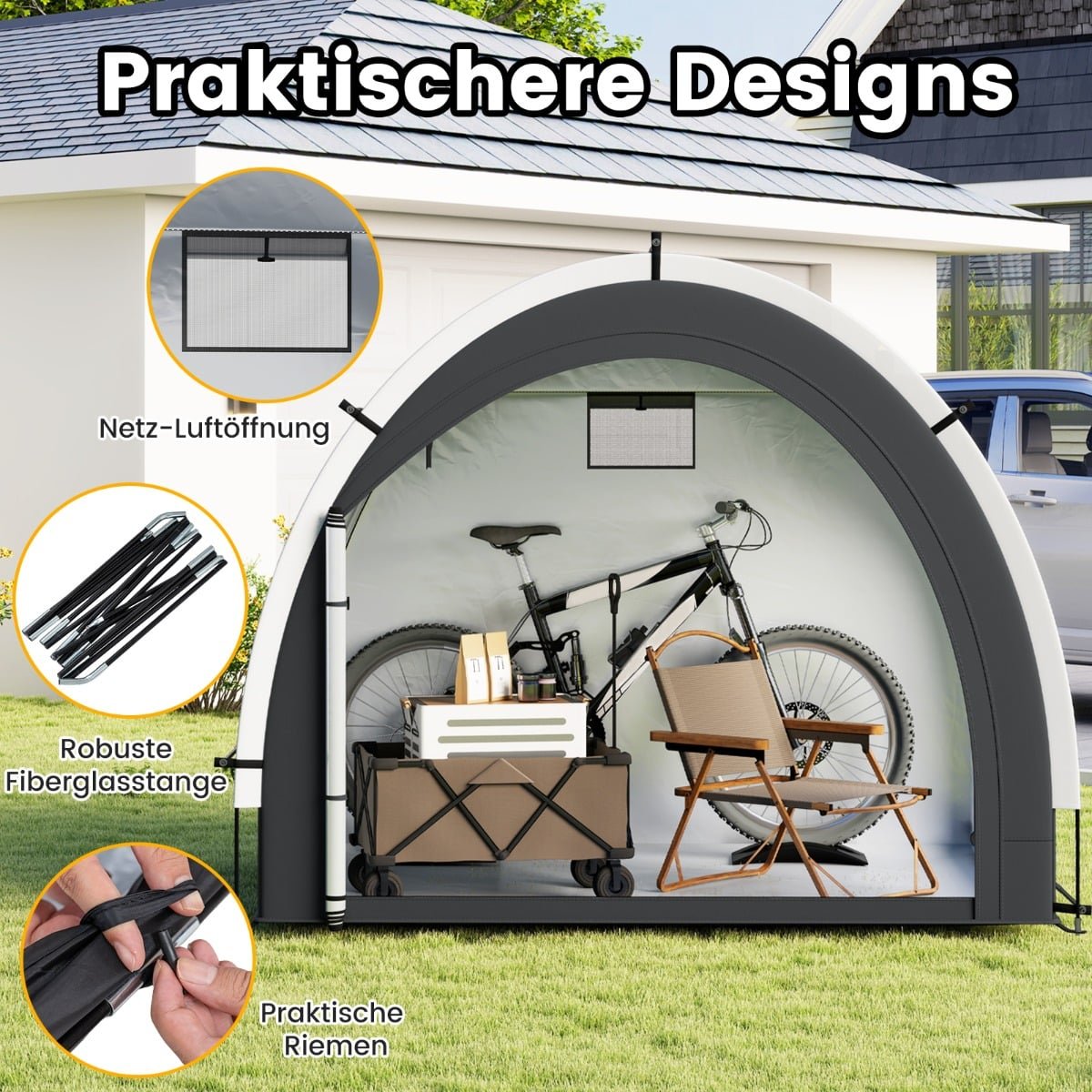 Outdoor Bike Storage Tent, Waterproof, 4-5 Bikes Capacity