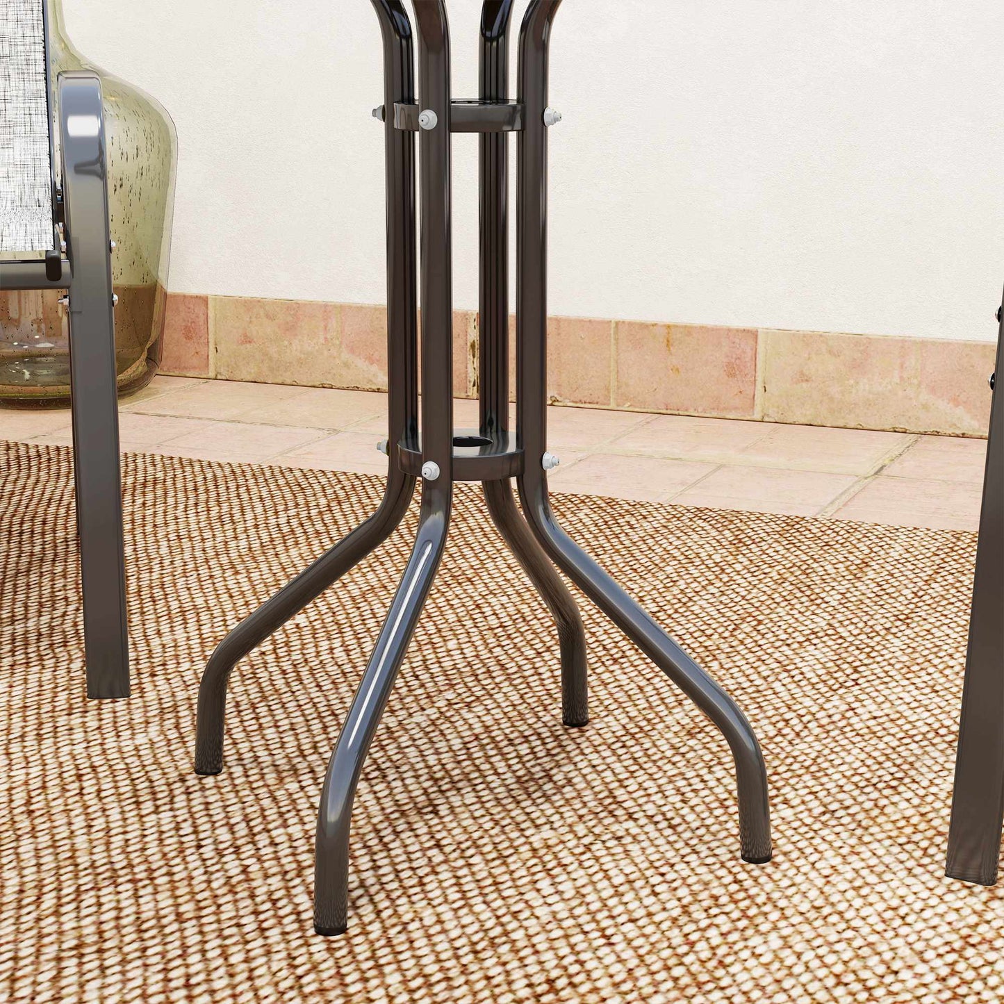 Outdoor Bistro Set – 3-Piece, Stackable Chairs, Glass Table