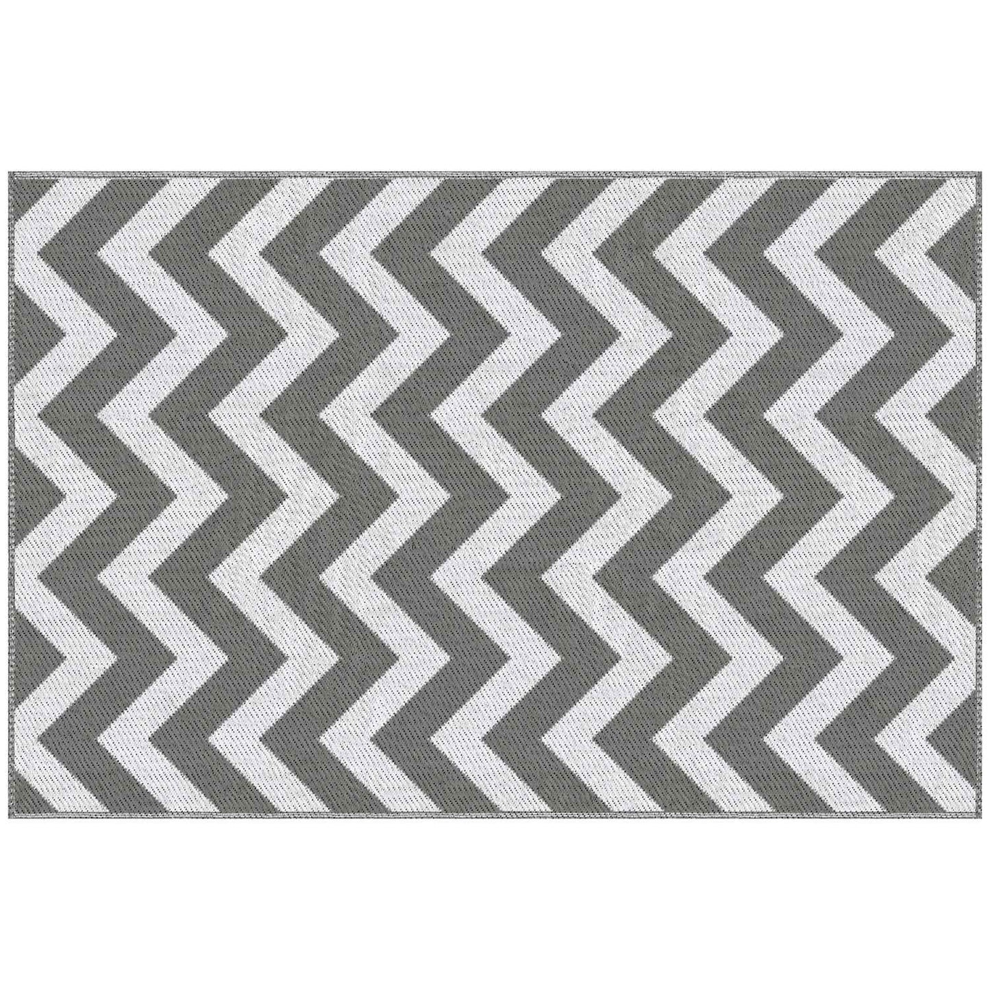Waterproof outdoor plastic mat, 121x182 cm, Light Grey/White