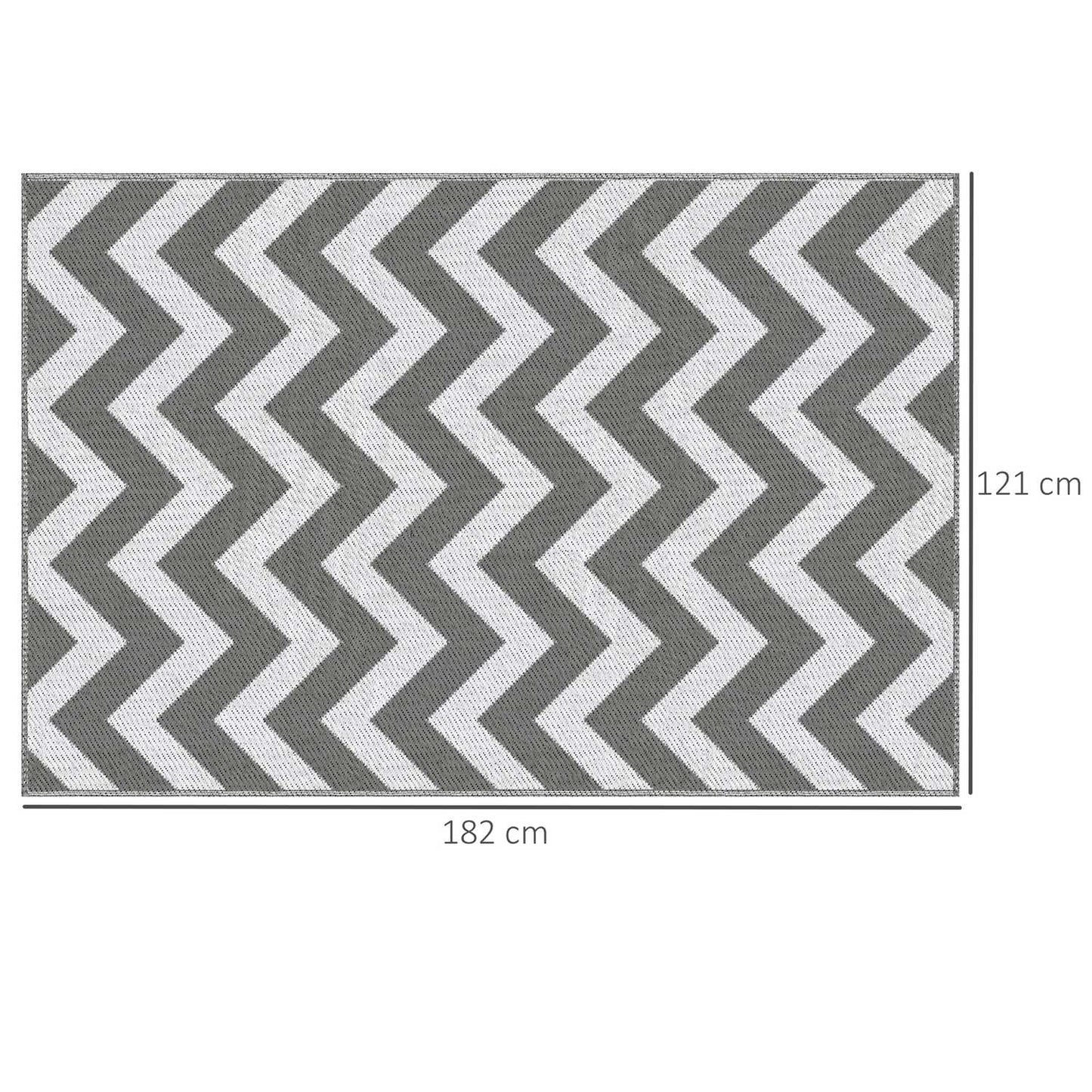 Waterproof outdoor plastic mat, 121x182 cm, Light Grey/White