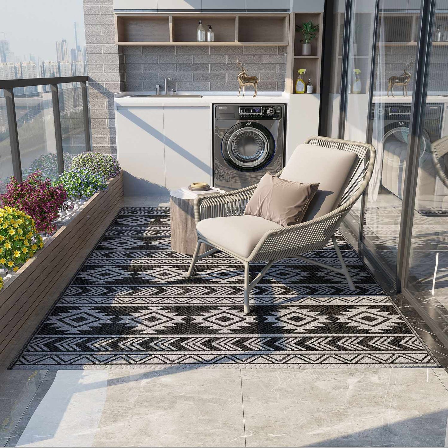 Waterproof outdoor plastic mat - Double-sided, 182x274cm