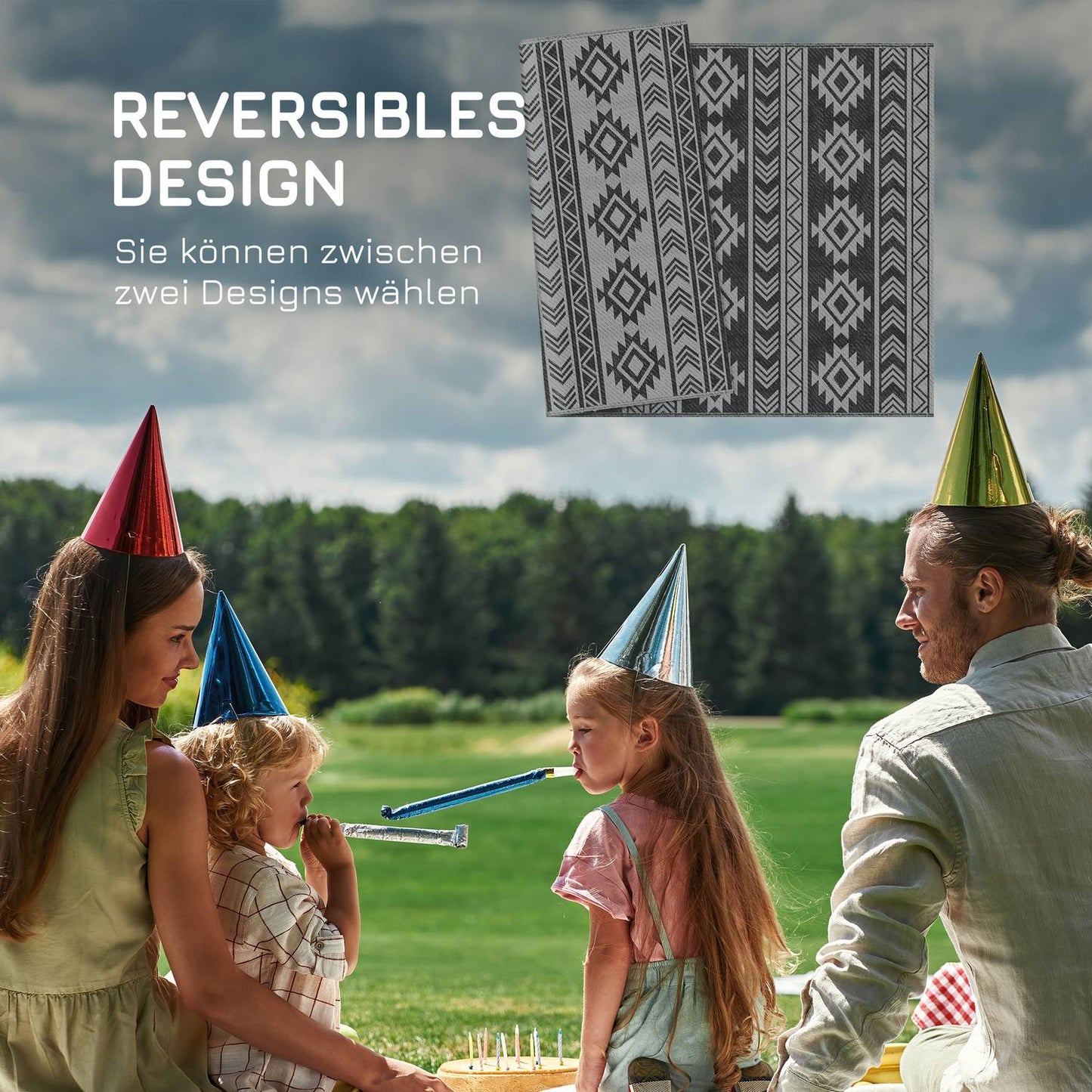 Waterproof outdoor plastic mat - Double-sided, 182x274cm