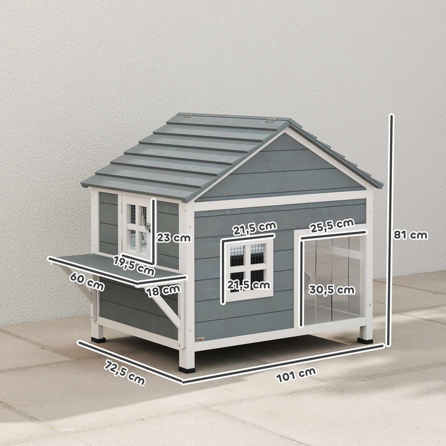 Outdoor Cat House, Elevated Design, Waterproof Roof