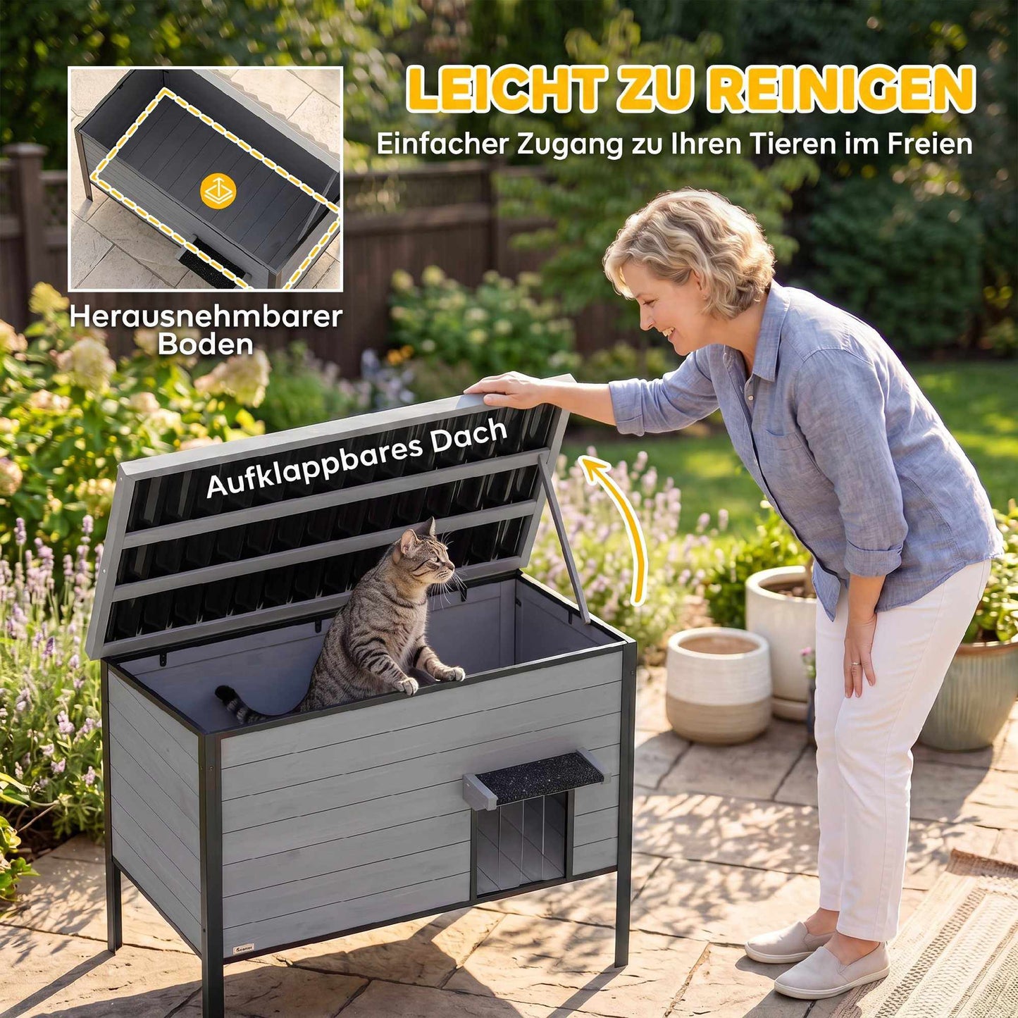 Outdoor Cat House, Weatherproof, Easy Clean, 85x55x70 cm