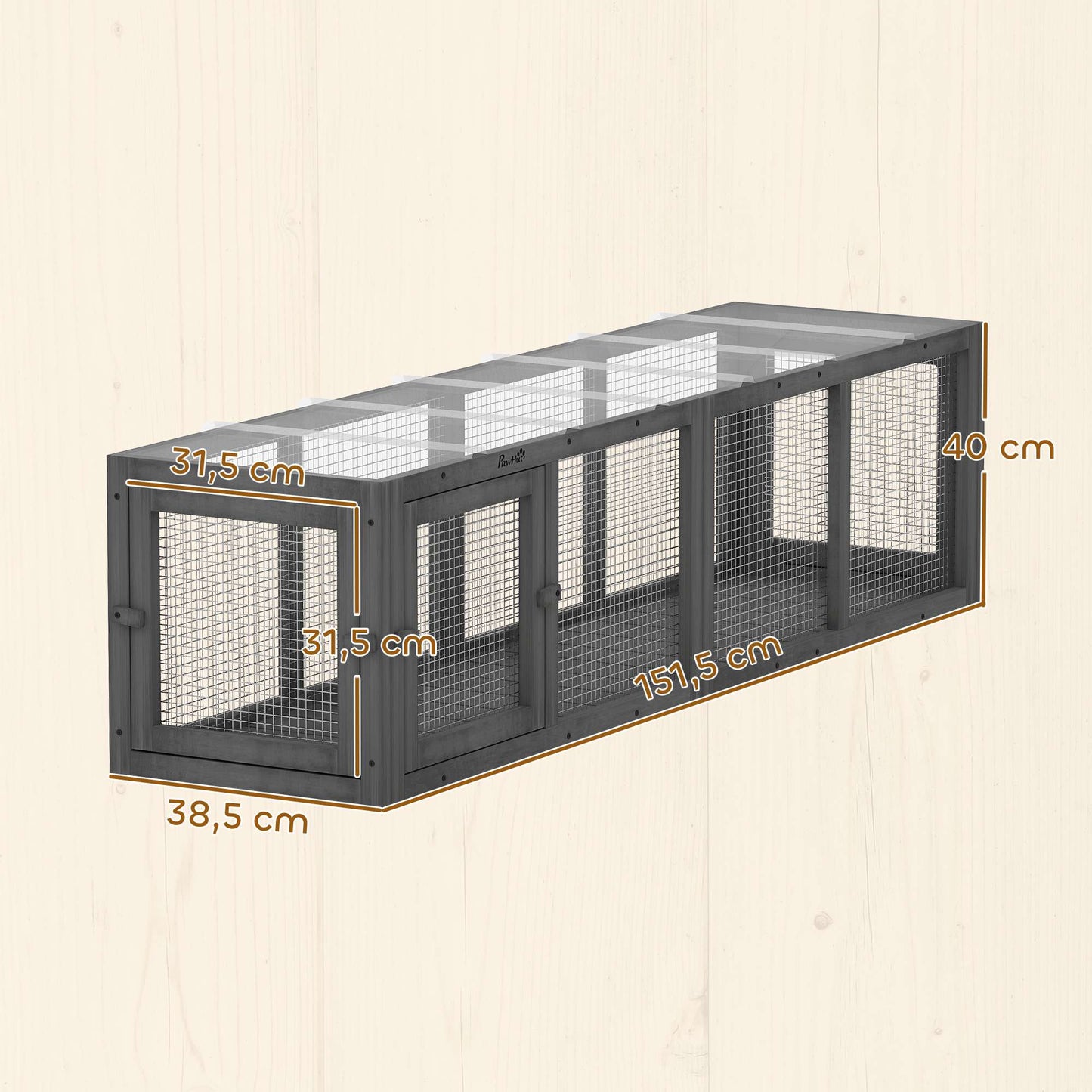 Outdoor Cat Tunnel, Weatherproof Wood & Plastic, 146 cm