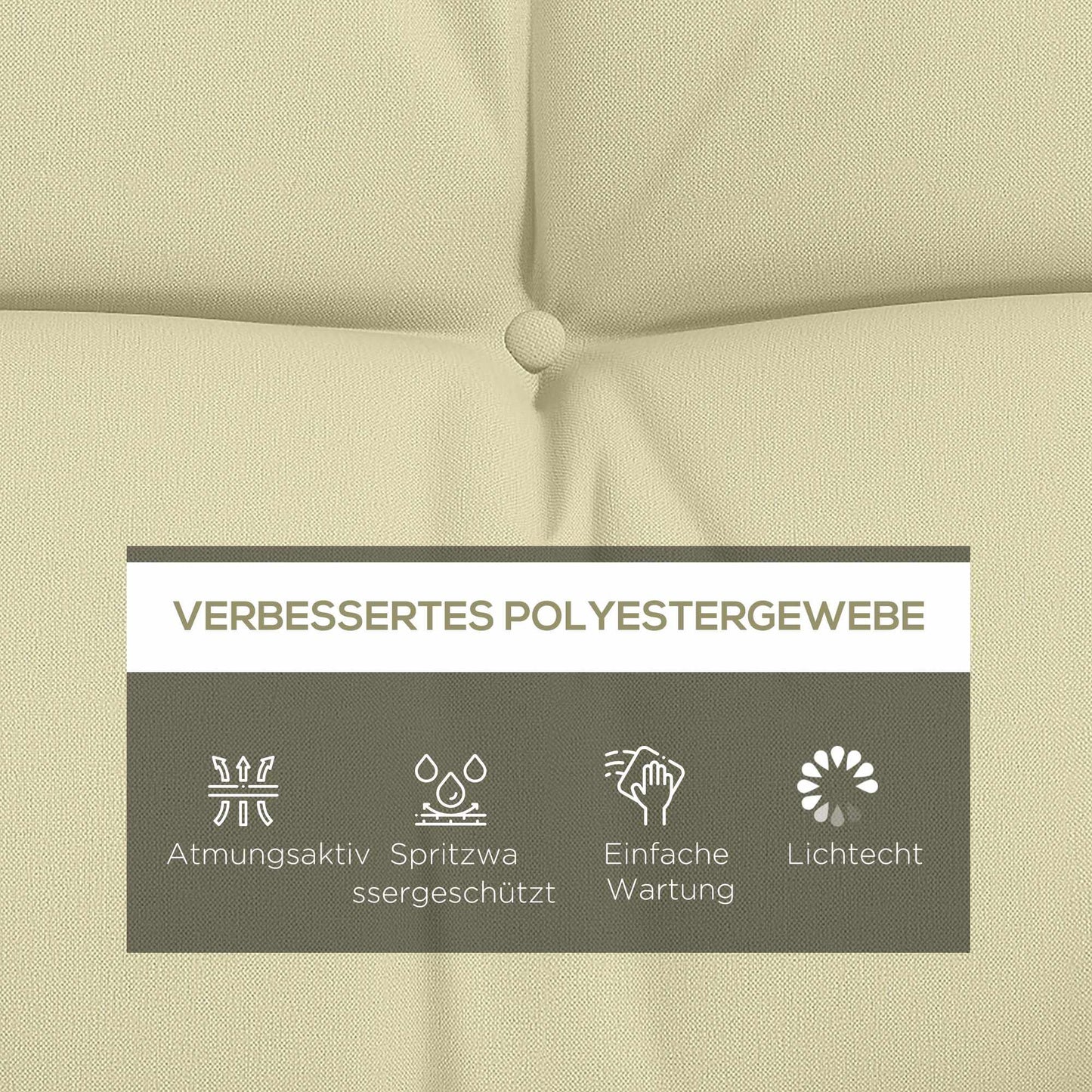 Outdoor Chair Cushion Set, Water-Repellent, 150x50 cm, Cream