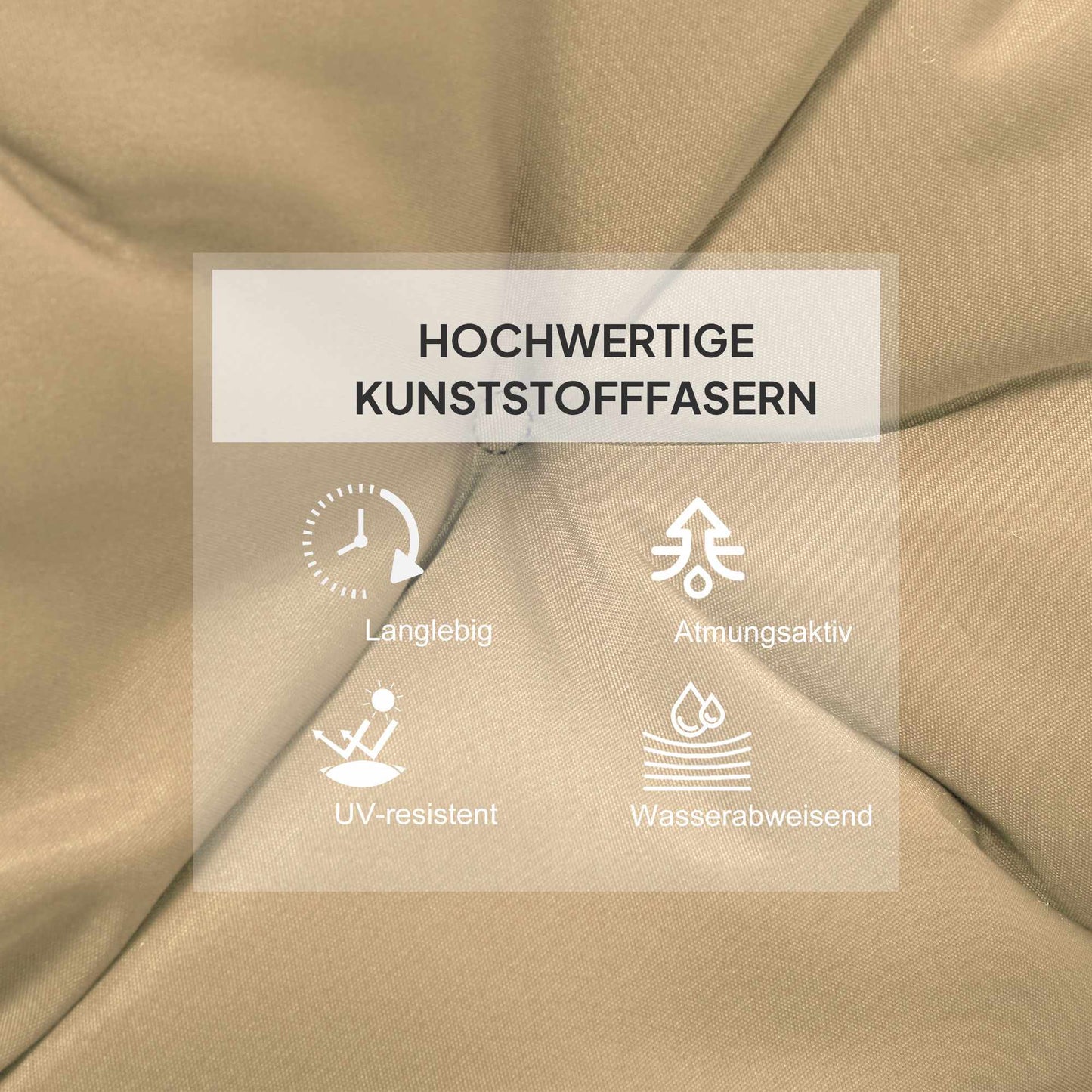 Outdoor Chair Cushions Set, 98x50 cm, Khaki, 8 cm Thick