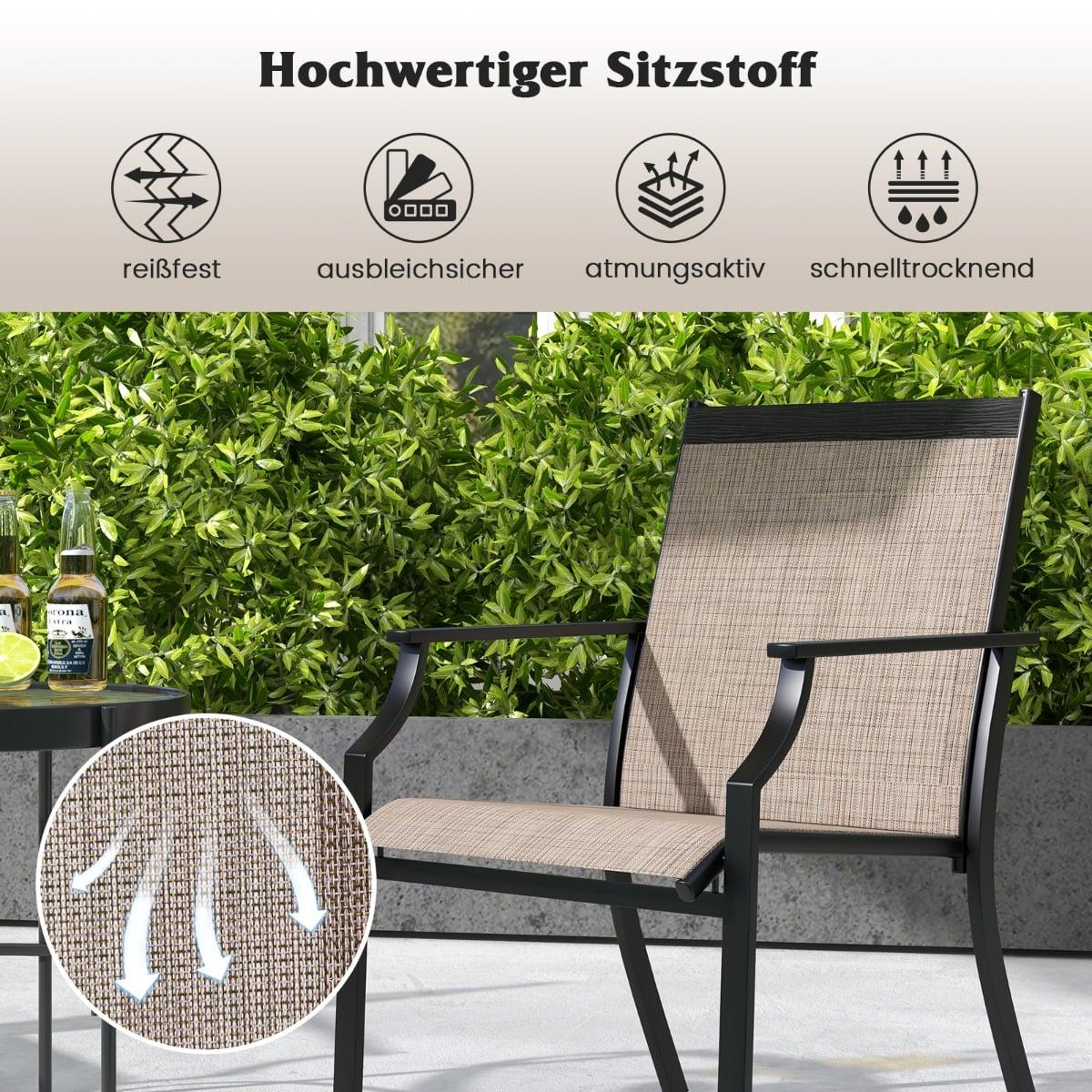 Outdoor Chairs Set of 2, Breathable Fabric, Metal Frame
